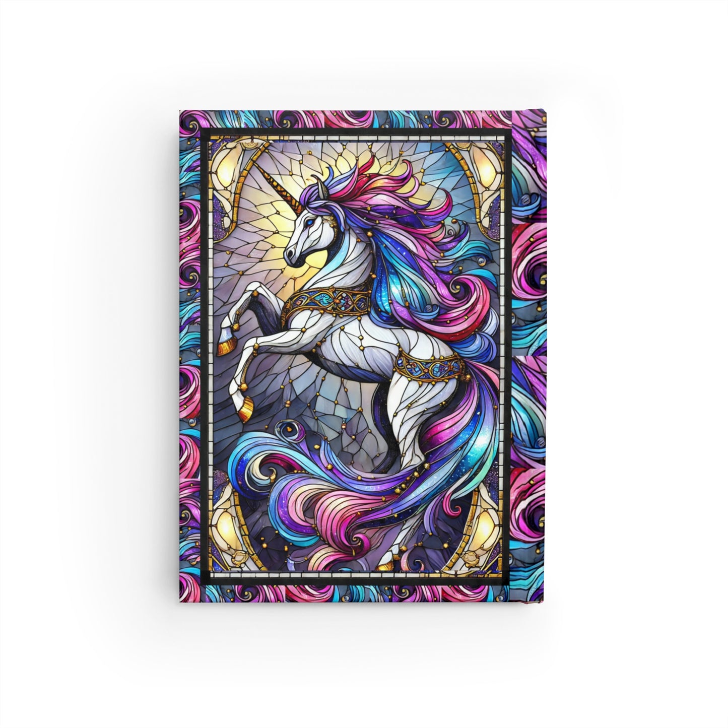 Custom Unicorn Stained Glass Lined Pages Journal, Unicorn Lovers Gift From Mom, Decorative Reflection Notepad, Creative Writing Artistic Notebook