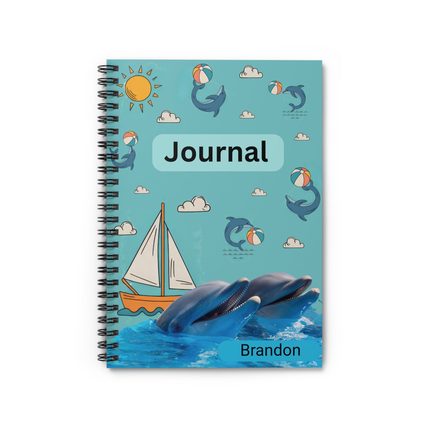 Dolphin-Themed Spiral Notebook - Perfect for Journaling, Marine Life Lover Gift, Beach Vacation Diary, School Supplies, Personalized Journal