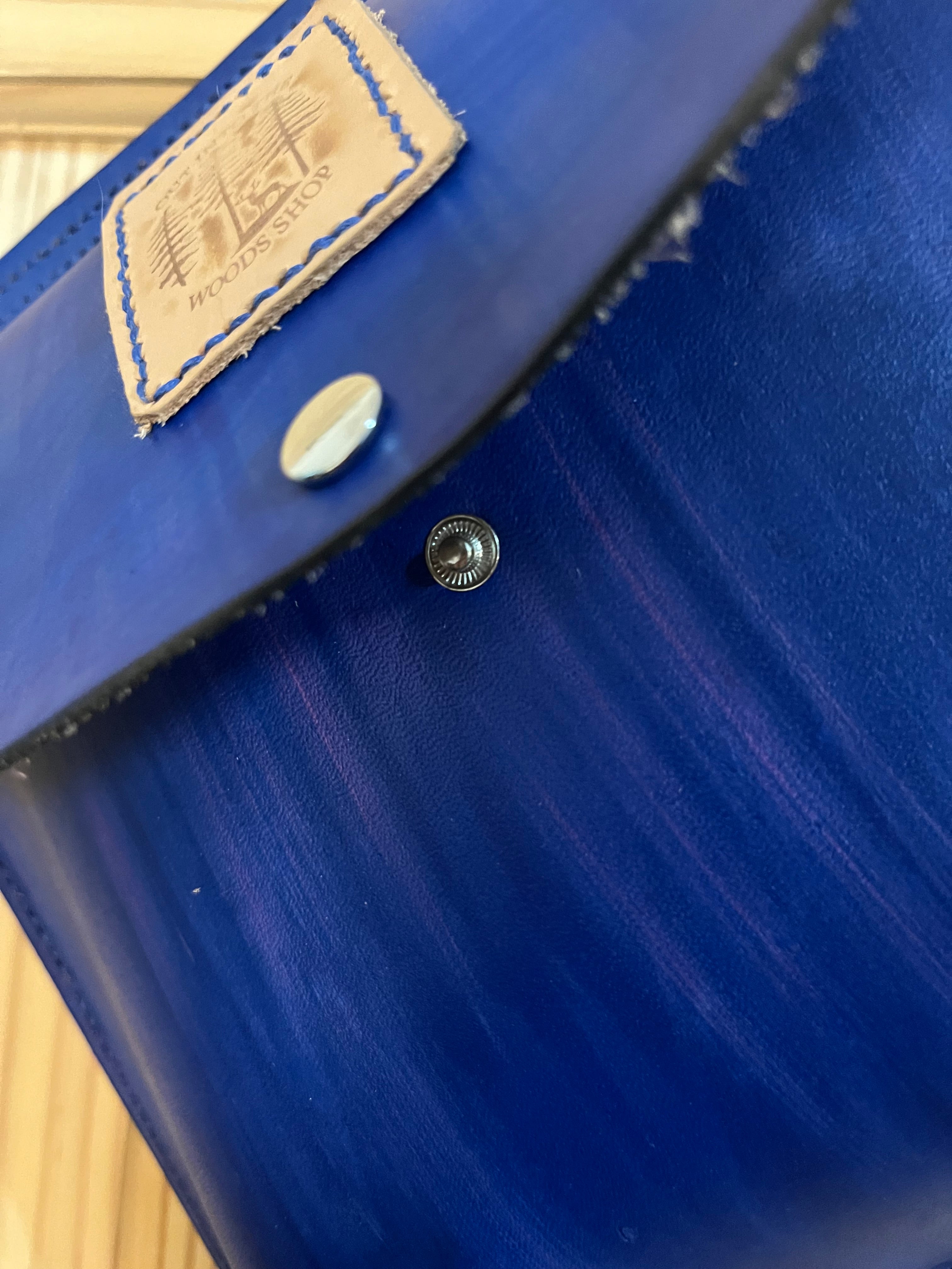 Genuine Leather Blue Haversack Bag