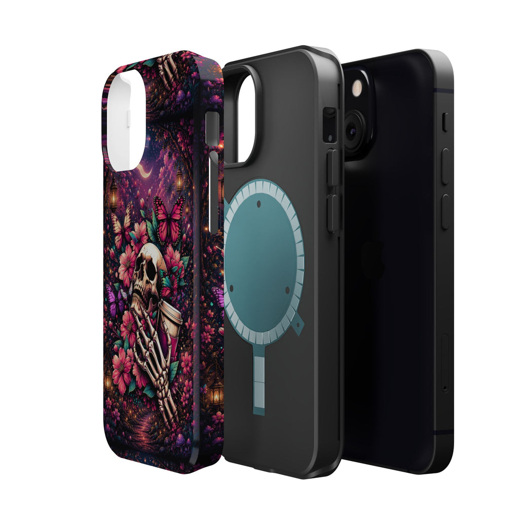 Skull & Butterflies Phone Case – Gothic Floral MagSafe-Compatible Case