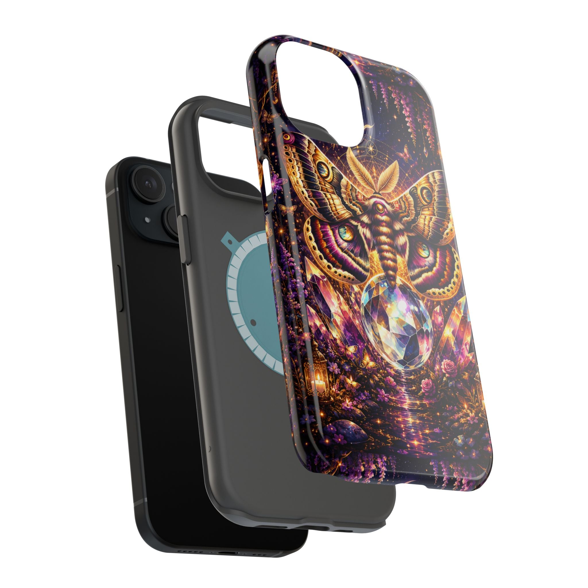 Mystic Moth Crystal Phone Case – Jewel-Toned MagSafe-Compatible Cover