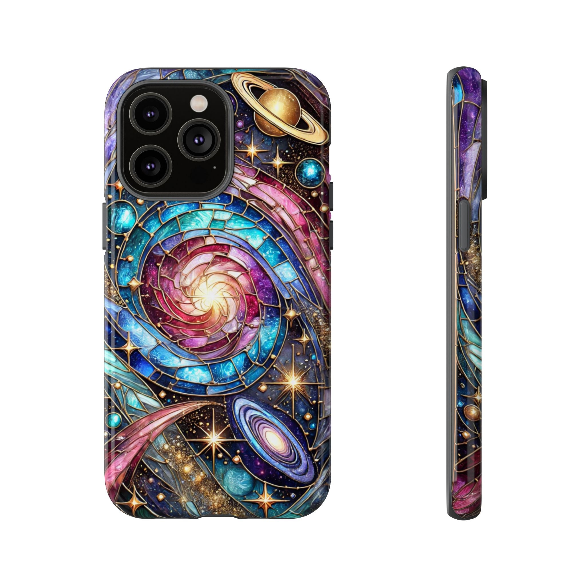 Stained Glass Celestial iPhone Case – Galaxy 3D Full-Wrap Protective Phone Cover