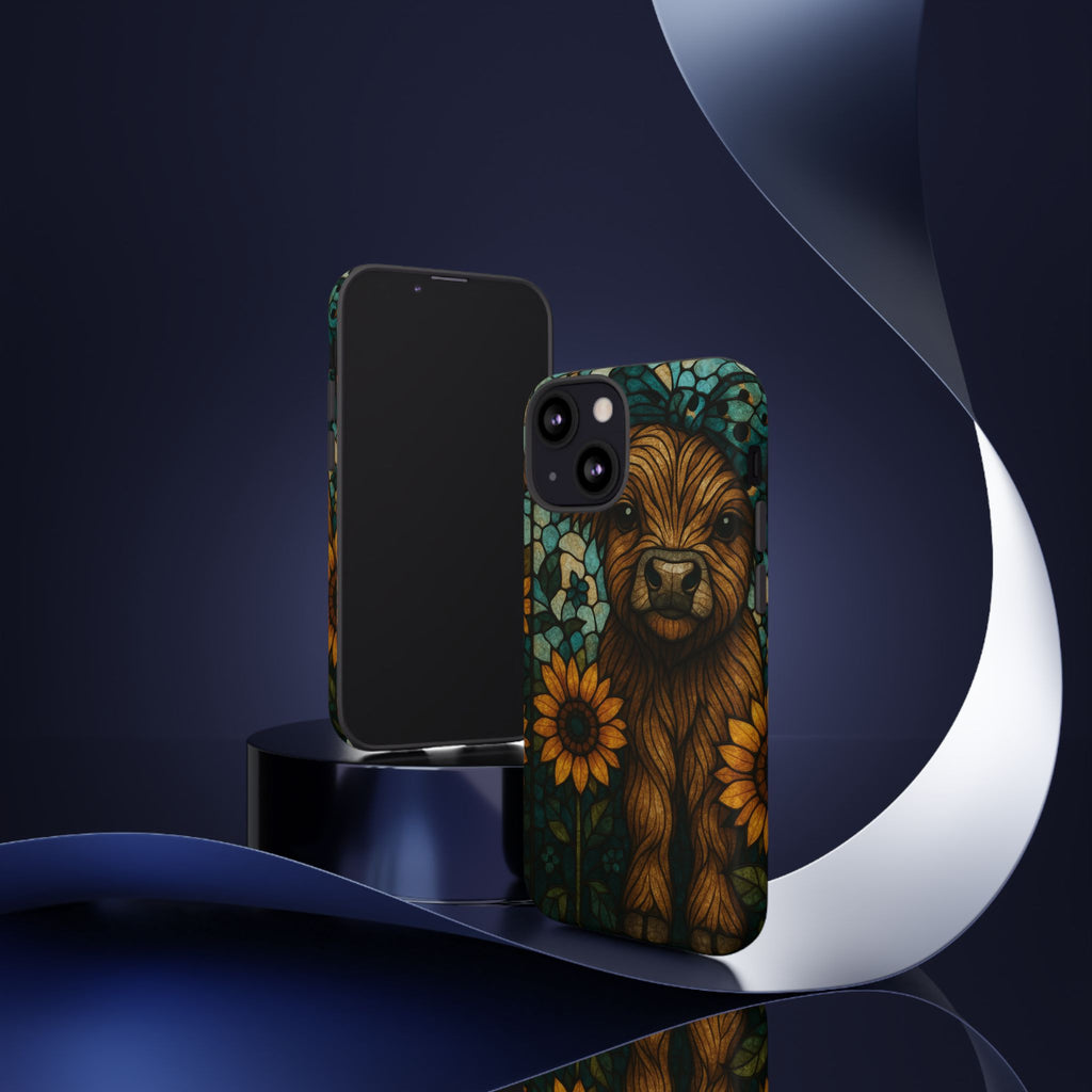 Stained Glass Baby Cow Phone Case – Sunflower Farmhouse Animal Design