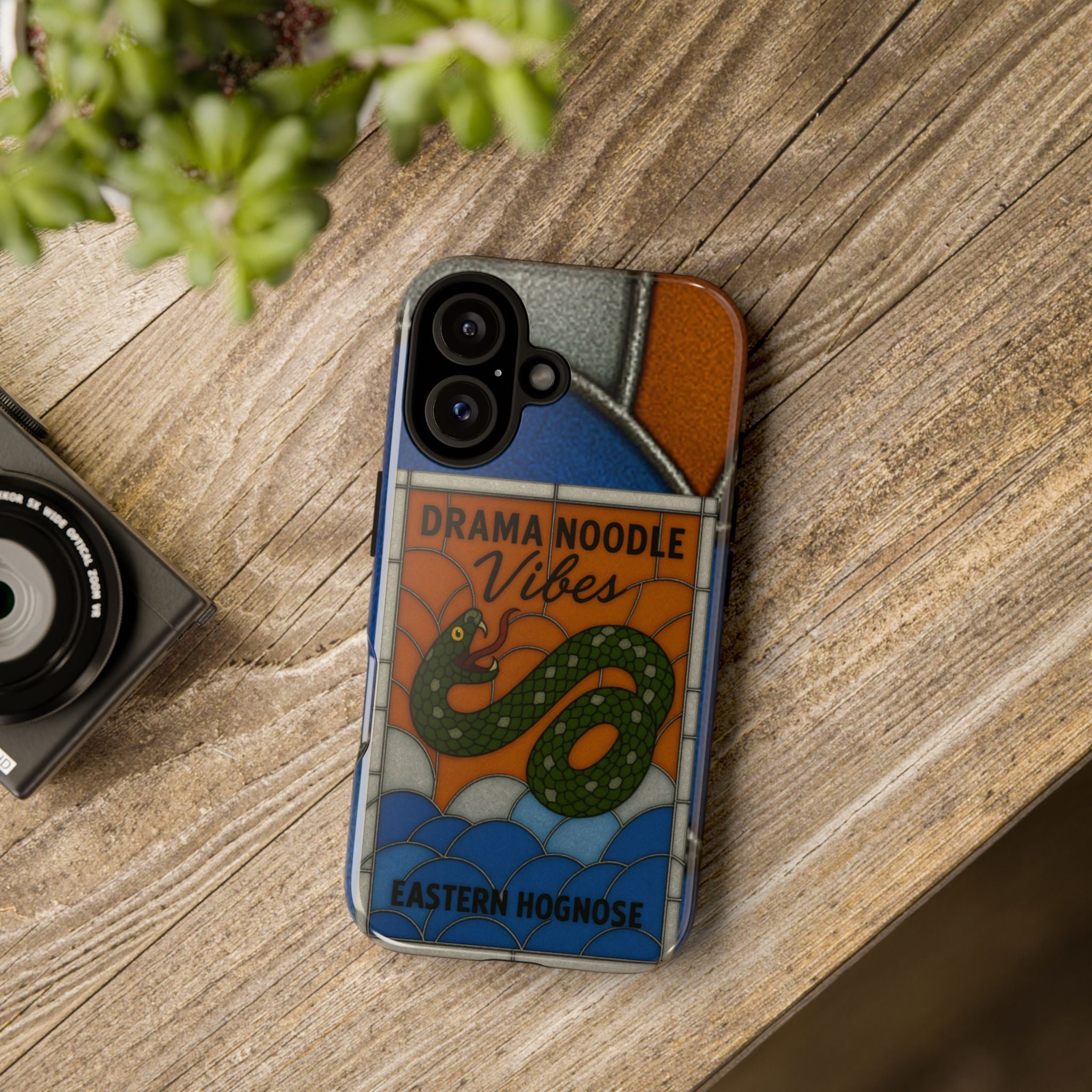 Stained Glass Snake Phone Case – Vibrant Drama Noodle Aesthetic Cover