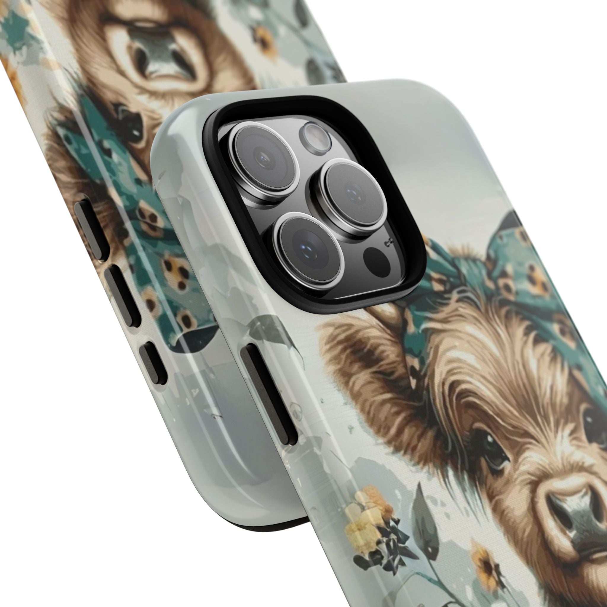 Adorable Cow Phone Case – Floral Farmhouse Design, Cute Animal Lover Gift