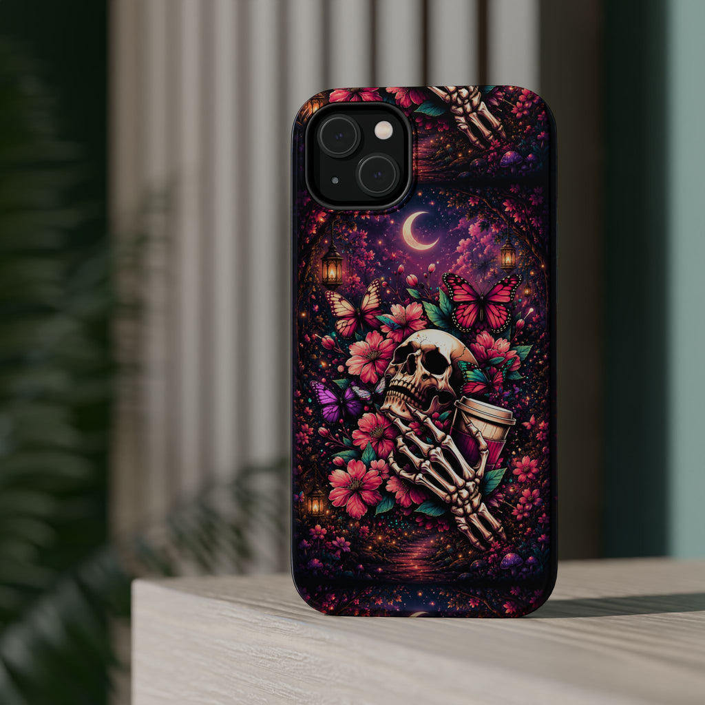 Skull & Butterflies Phone Case – Gothic Floral MagSafe-Compatible Case