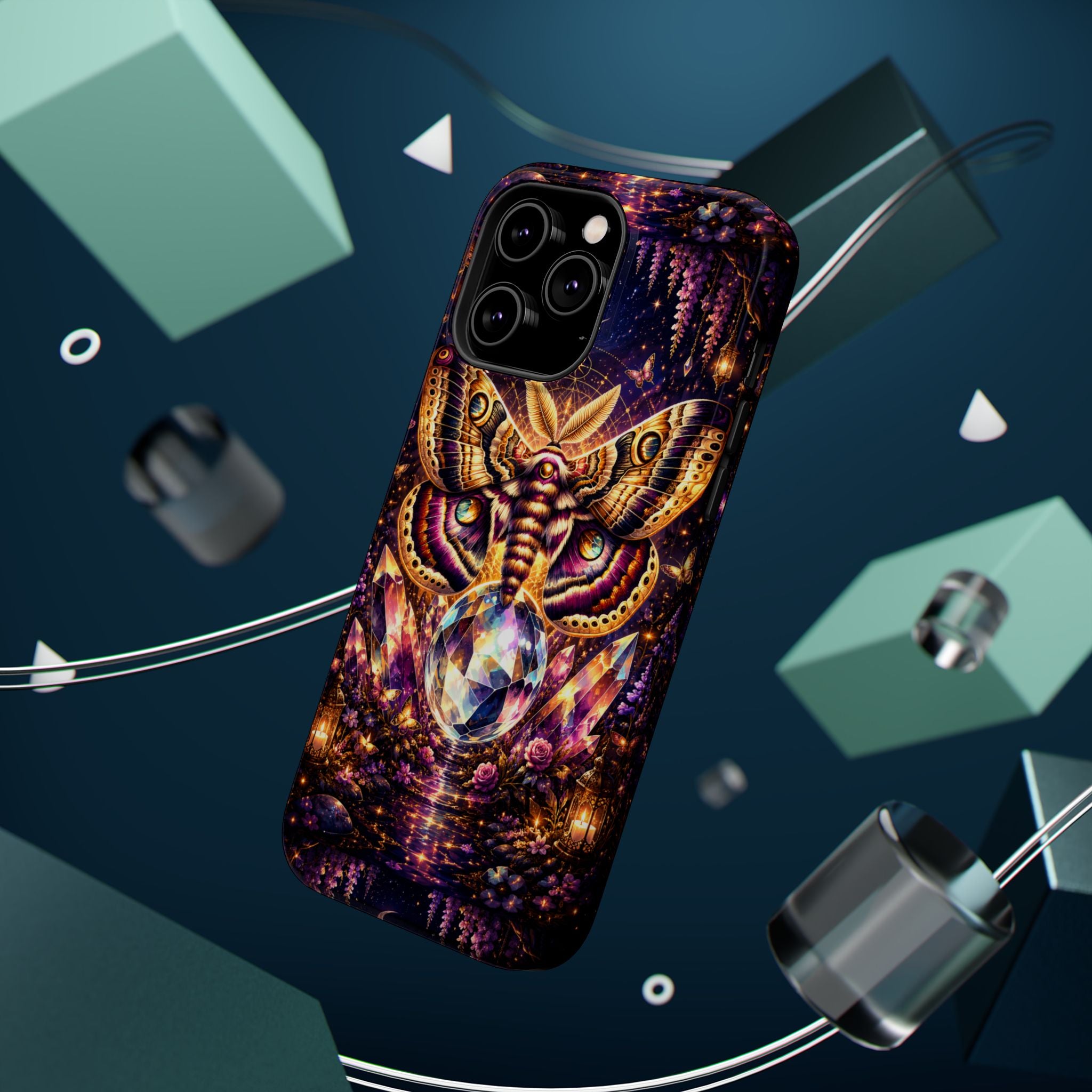 Mystic Moth Crystal Phone Case – Jewel-Toned MagSafe-Compatible Cover