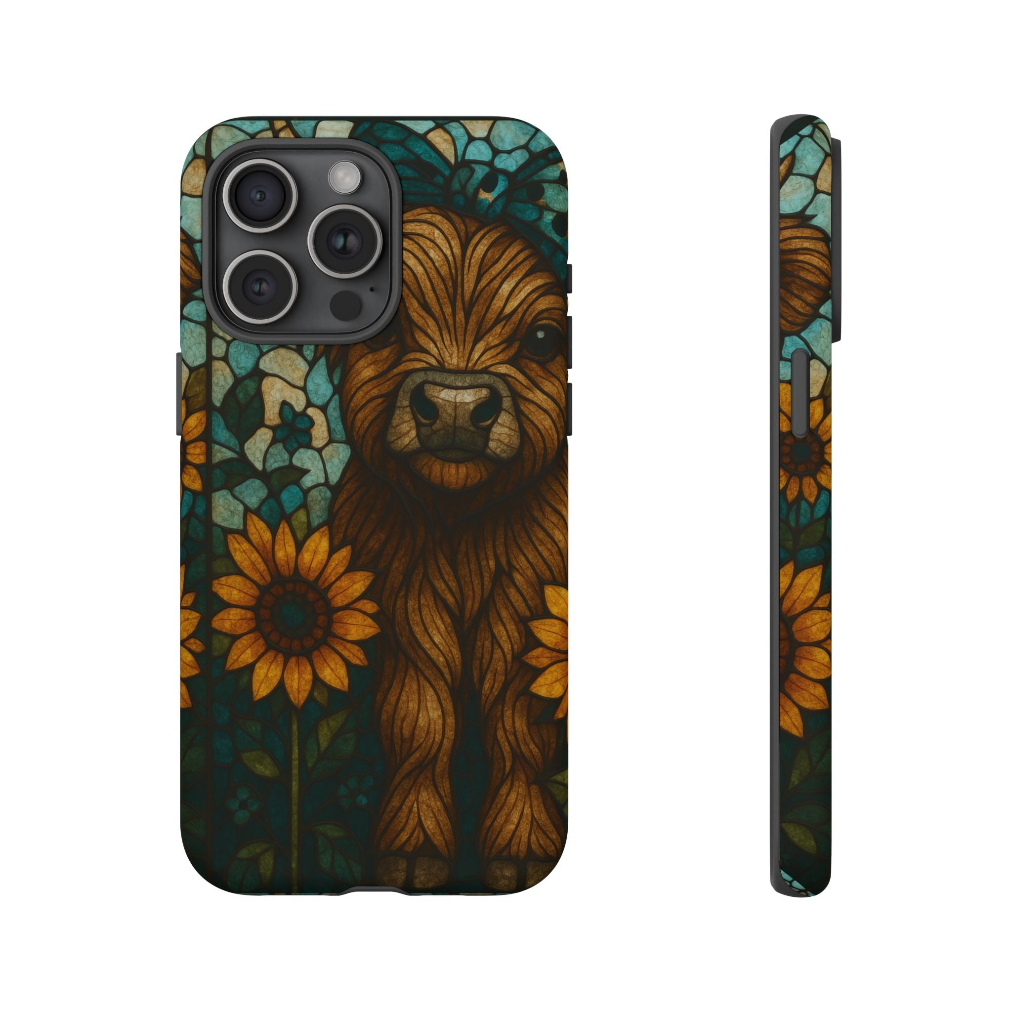 Stained Glass Baby Cow Phone Case – Sunflower Farmhouse Animal Design
