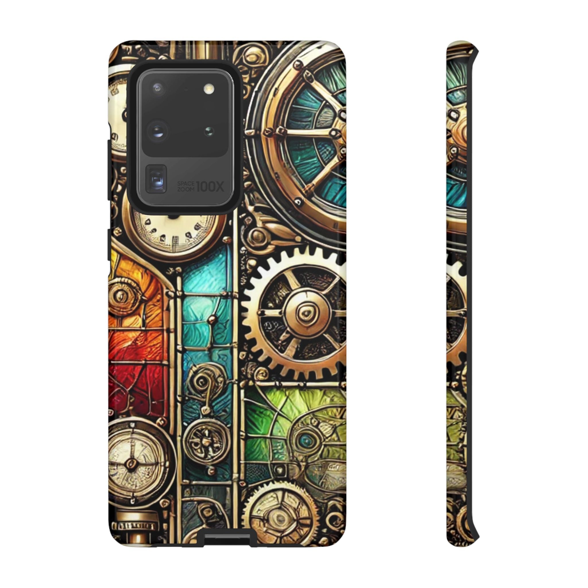 Steampunk Meets Stained Glass Android Case, Artistic Gear Design
