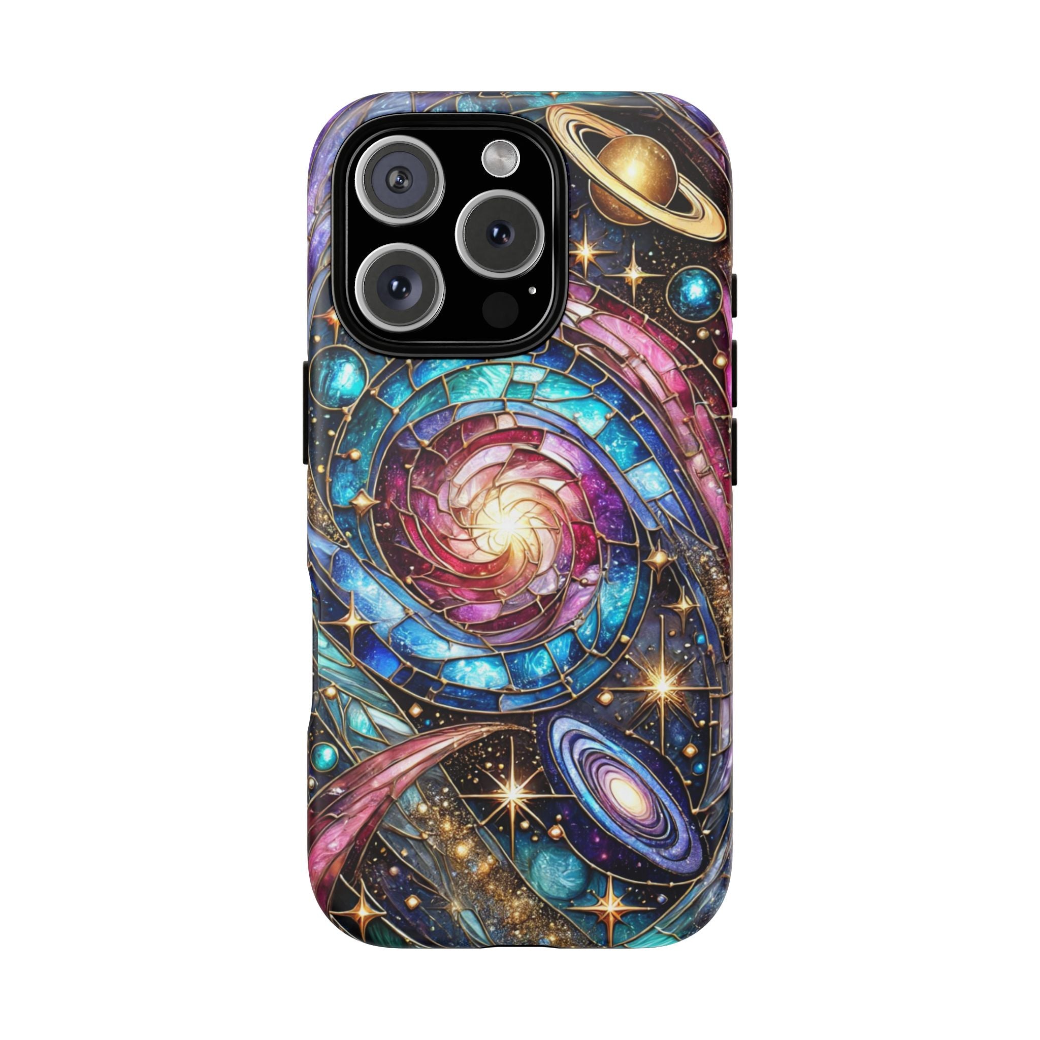 Galaxy Swirl Stained Glass Phone Case – Cosmic Celestial Cover