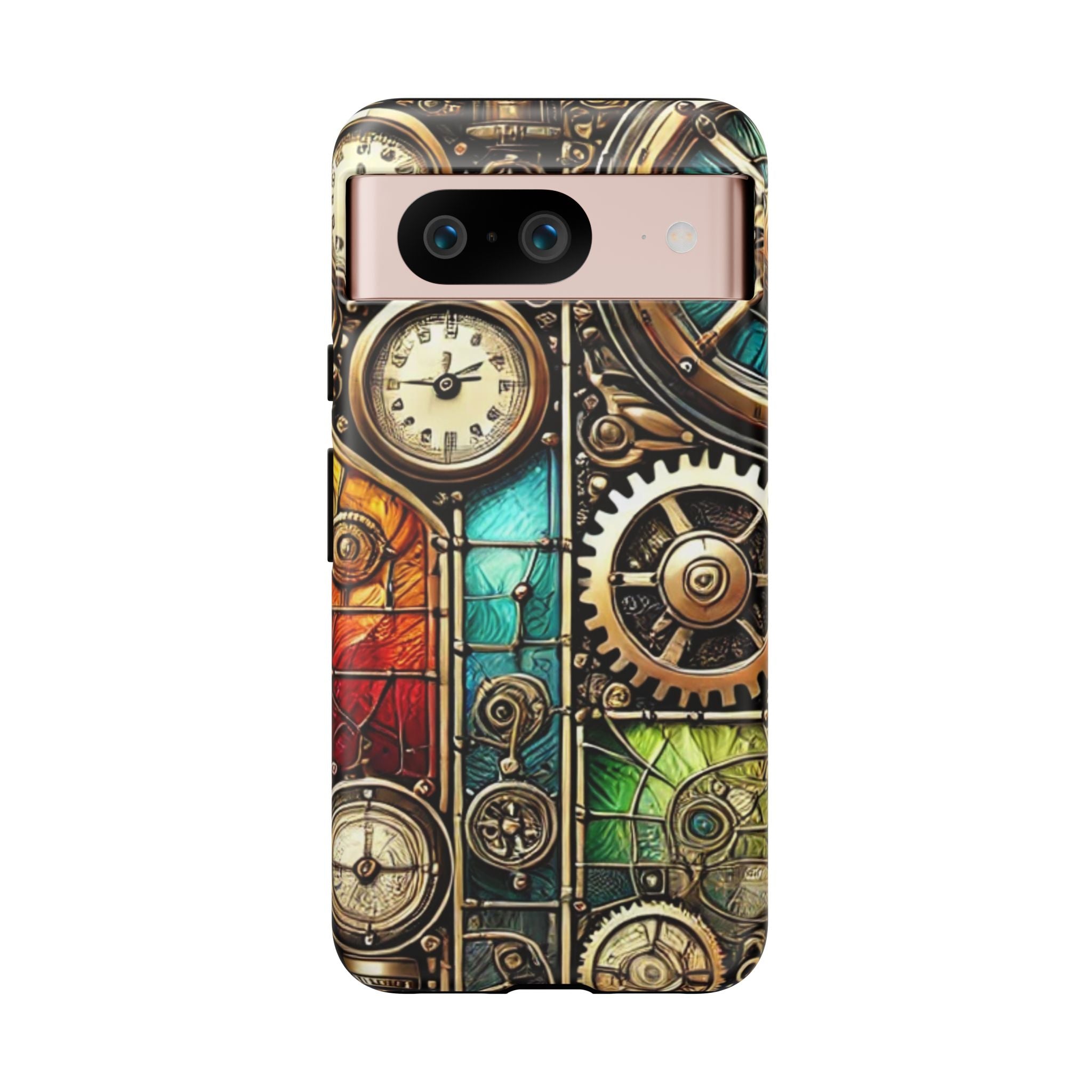Steampunk Meets Stained Glass Android Case, Artistic Gear Design