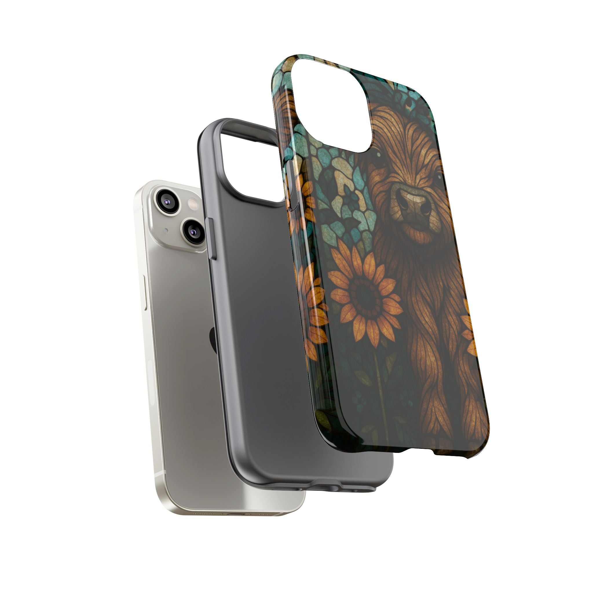 Stained Glass Baby Cow Phone Case – Sunflower Farmhouse Animal Design
