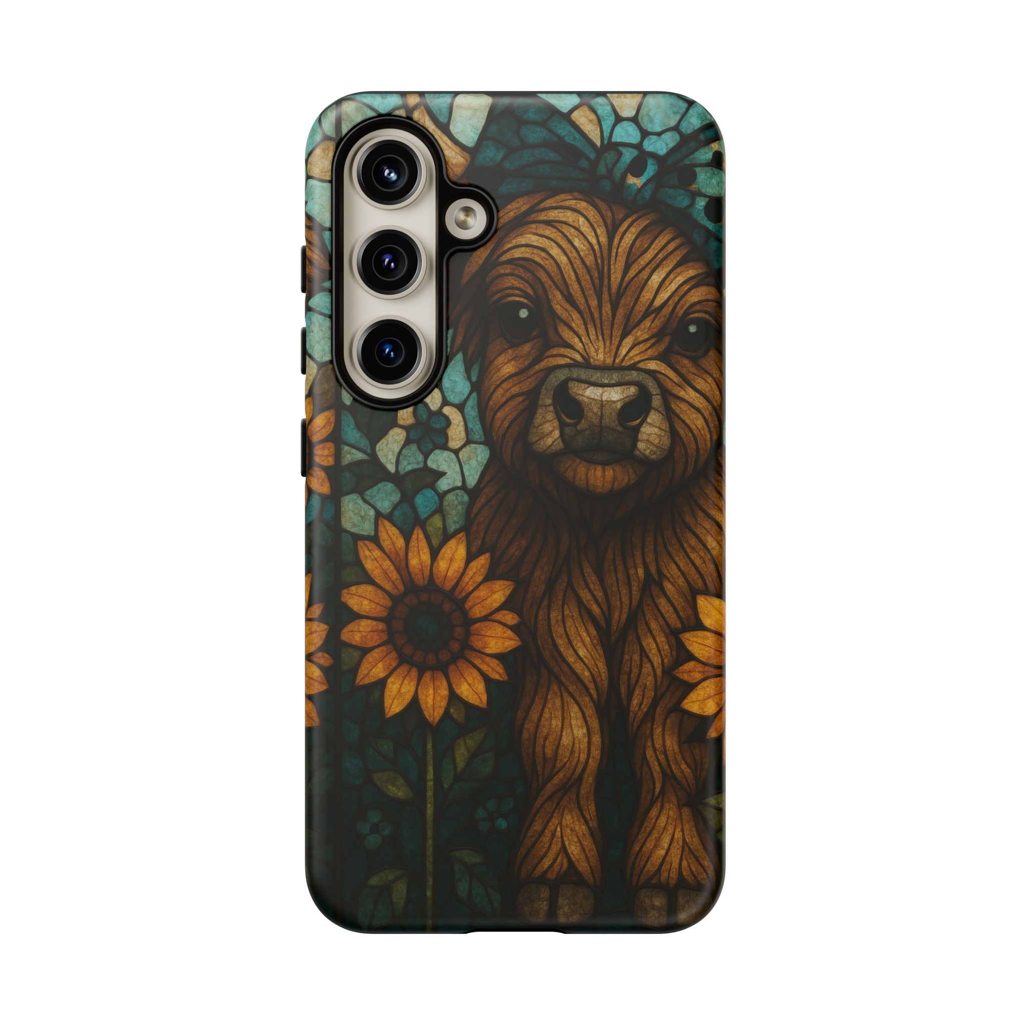 Stained Glass Baby Cow Phone Case – Sunflower Farmhouse Animal Design