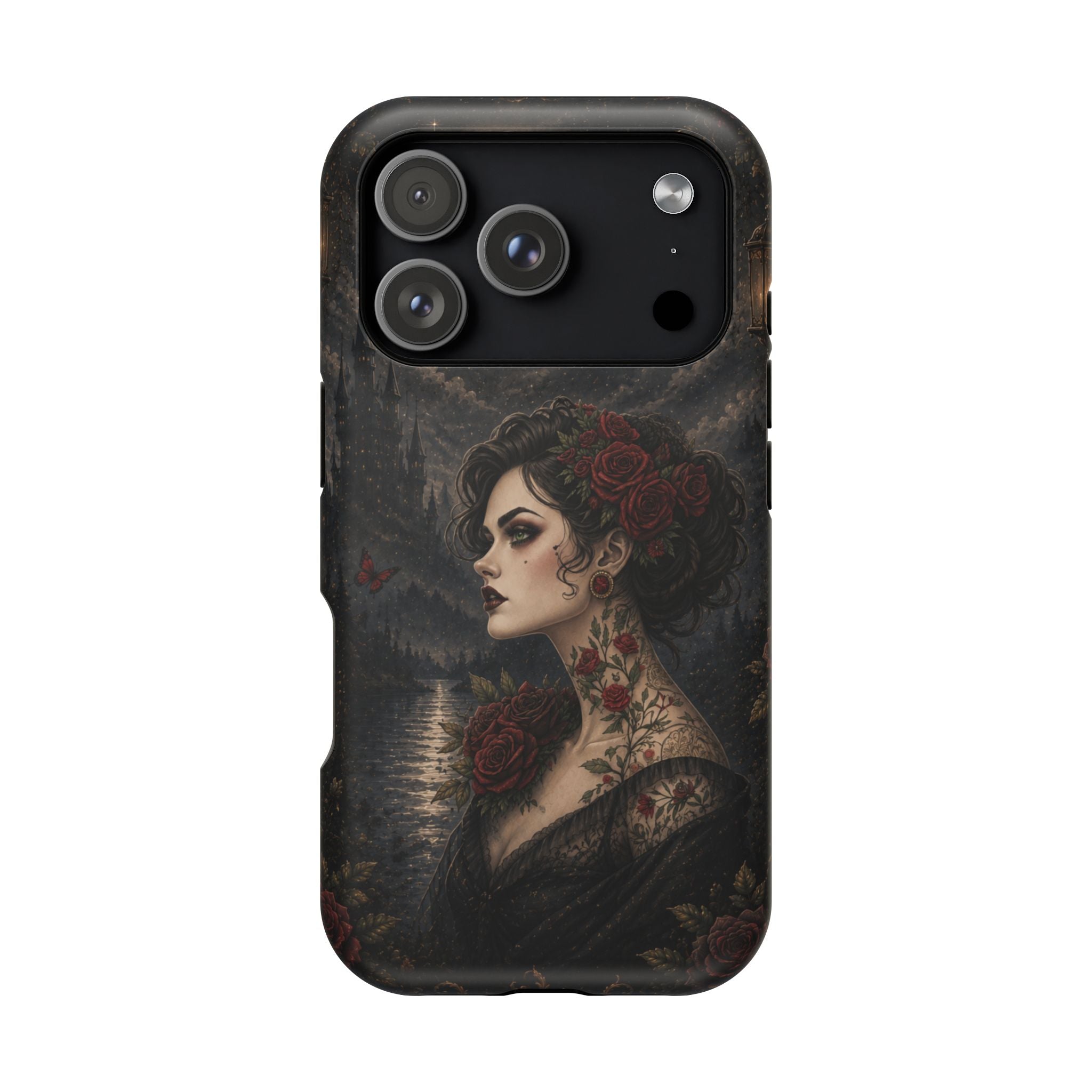 Gothic Rose Portrait Phone Case – Dark Romance MagSafe-Compatible Cover
