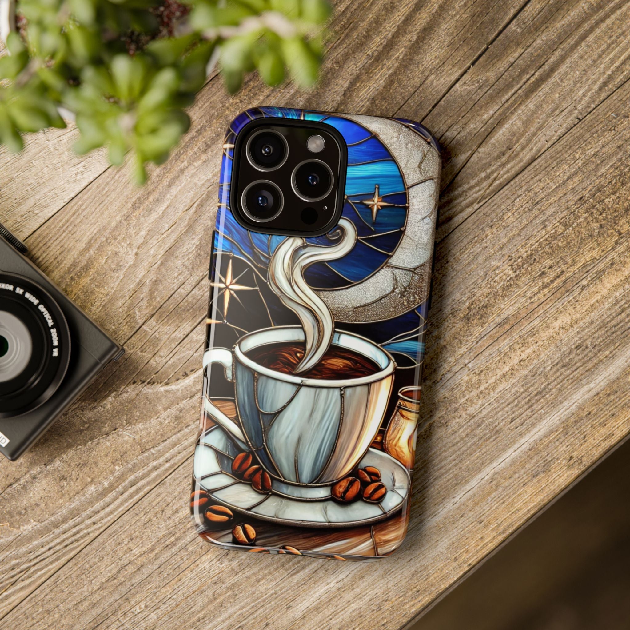 Stained Glass Coffee Phone Case – Cozy Artistic Design for Coffee Lovers