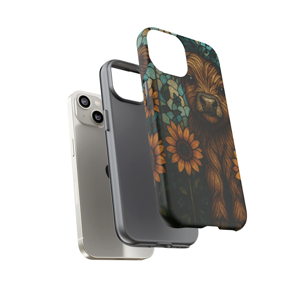 Stained Glass Baby Cow Phone Case – Sunflower Farmhouse Animal Design
