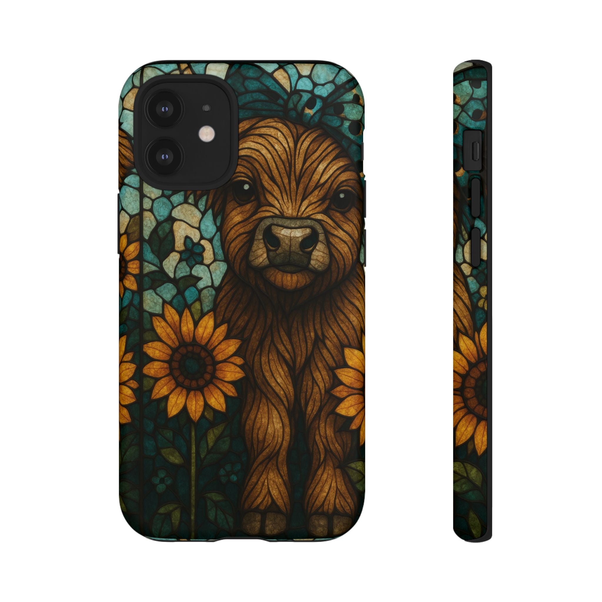 Stained Glass Baby Cow Phone Case – Sunflower Farmhouse Animal Design