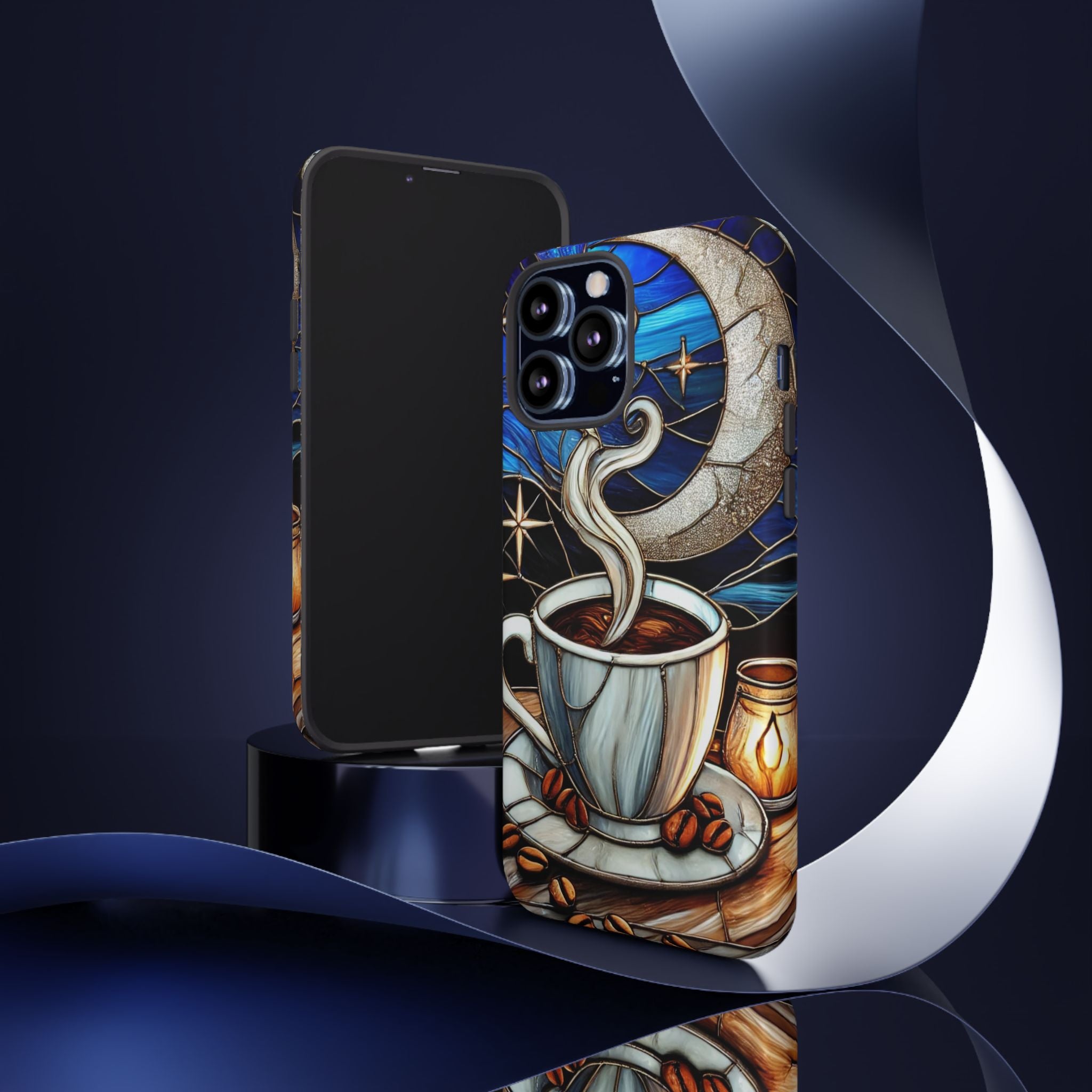 Stained Glass Coffee Phone Case – Cozy Artistic Design for Coffee Lovers