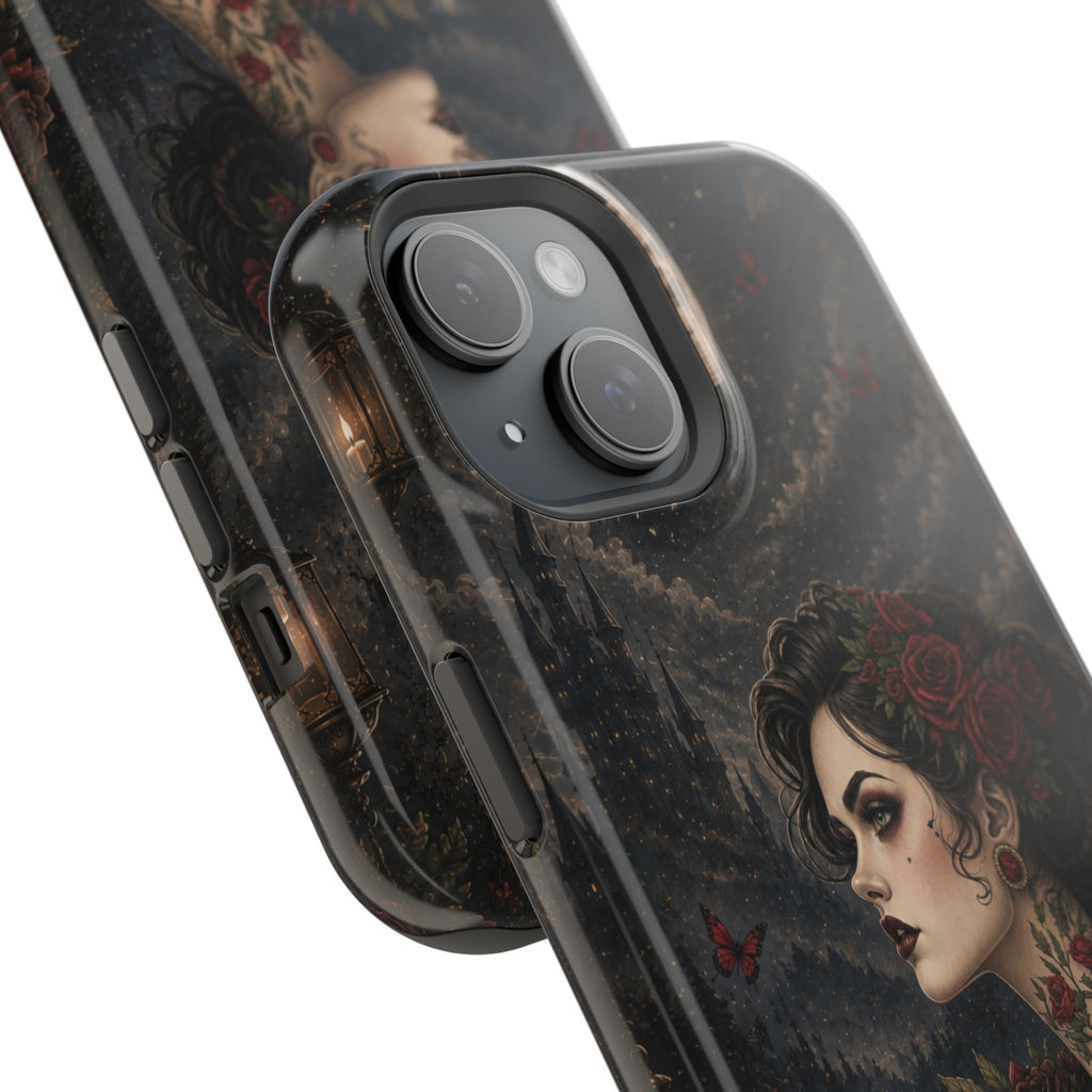 Gothic Rose Portrait Phone Case – Dark Romance MagSafe-Compatible Cover