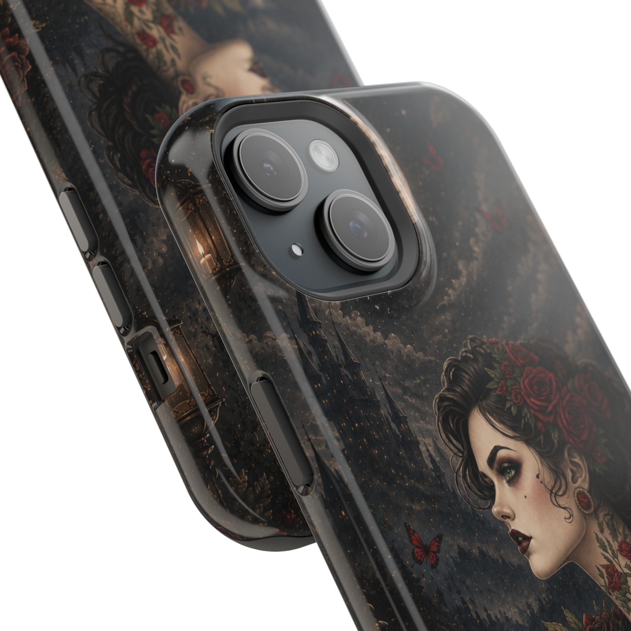 Gothic Rose Portrait Phone Case – Dark Romance MagSafe-Compatible Cover
