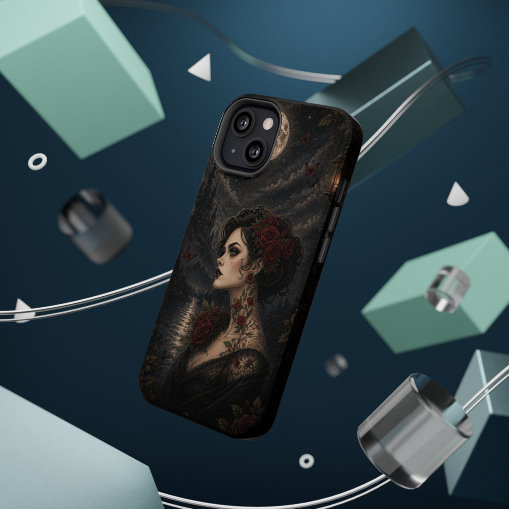Gothic Rose Portrait Phone Case – Dark Romance MagSafe-Compatible Cover
