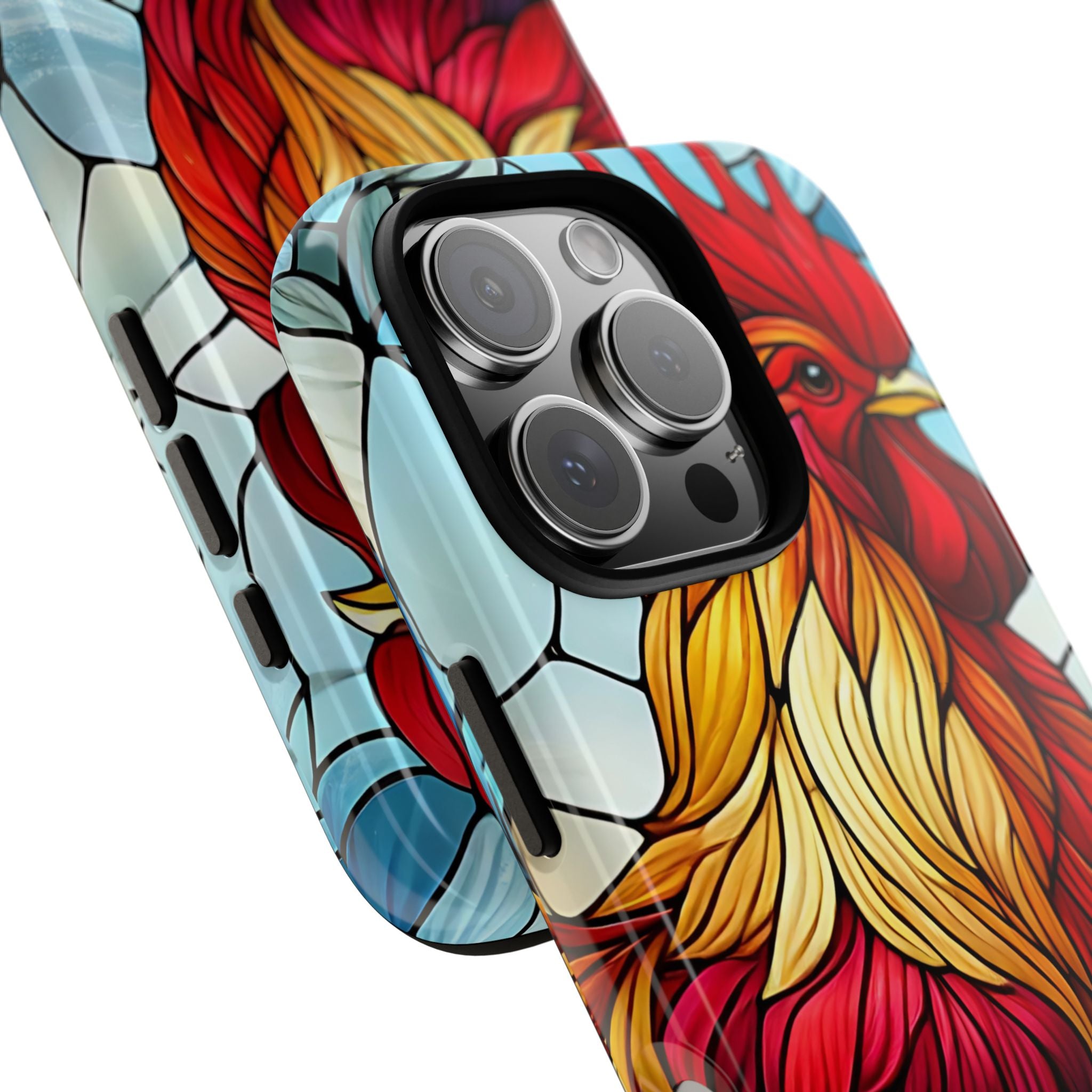 Colorful Stained Glass Rooster Android Case, Tough Protective Phone Cover, Farmhouse Decor Protective Phone Case, Unique Chicken Design