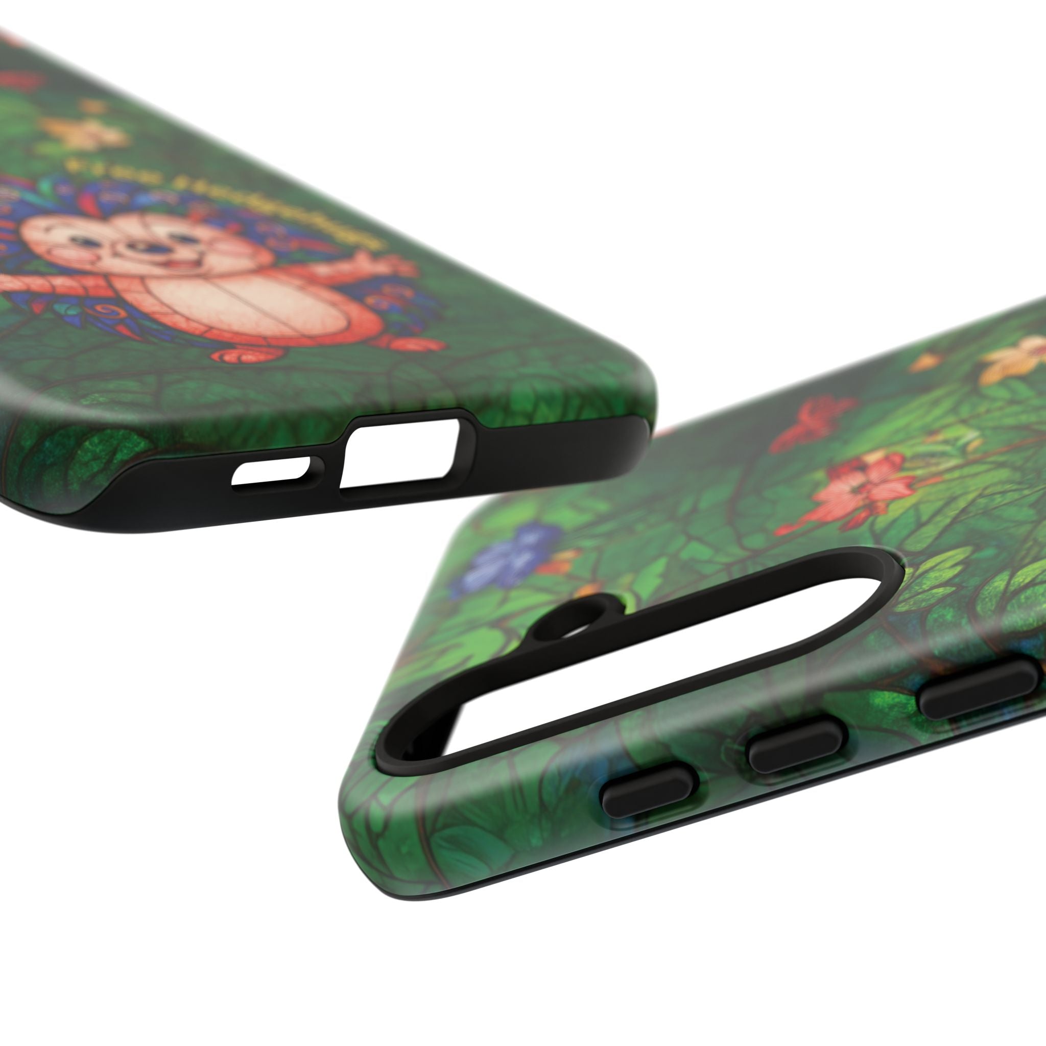 Stained Glass Hedgehog Phone Case – "Free Hedgehugs" Floral Design
