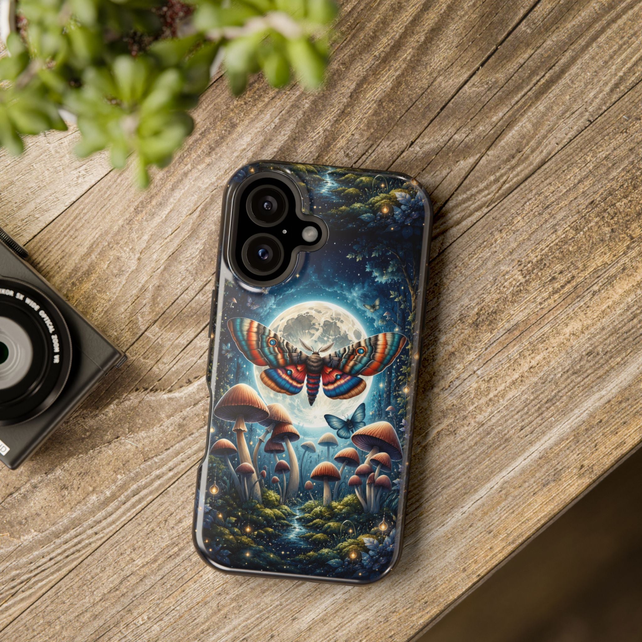Mystic Moth Moon Phone Case – Whimsical MagSafe-Compatible Cover