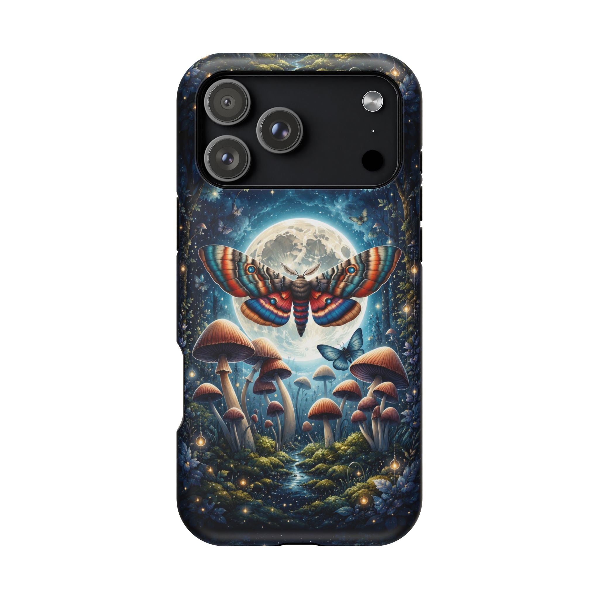 Mystic Moth Moon Phone Case – Whimsical MagSafe-Compatible Cover