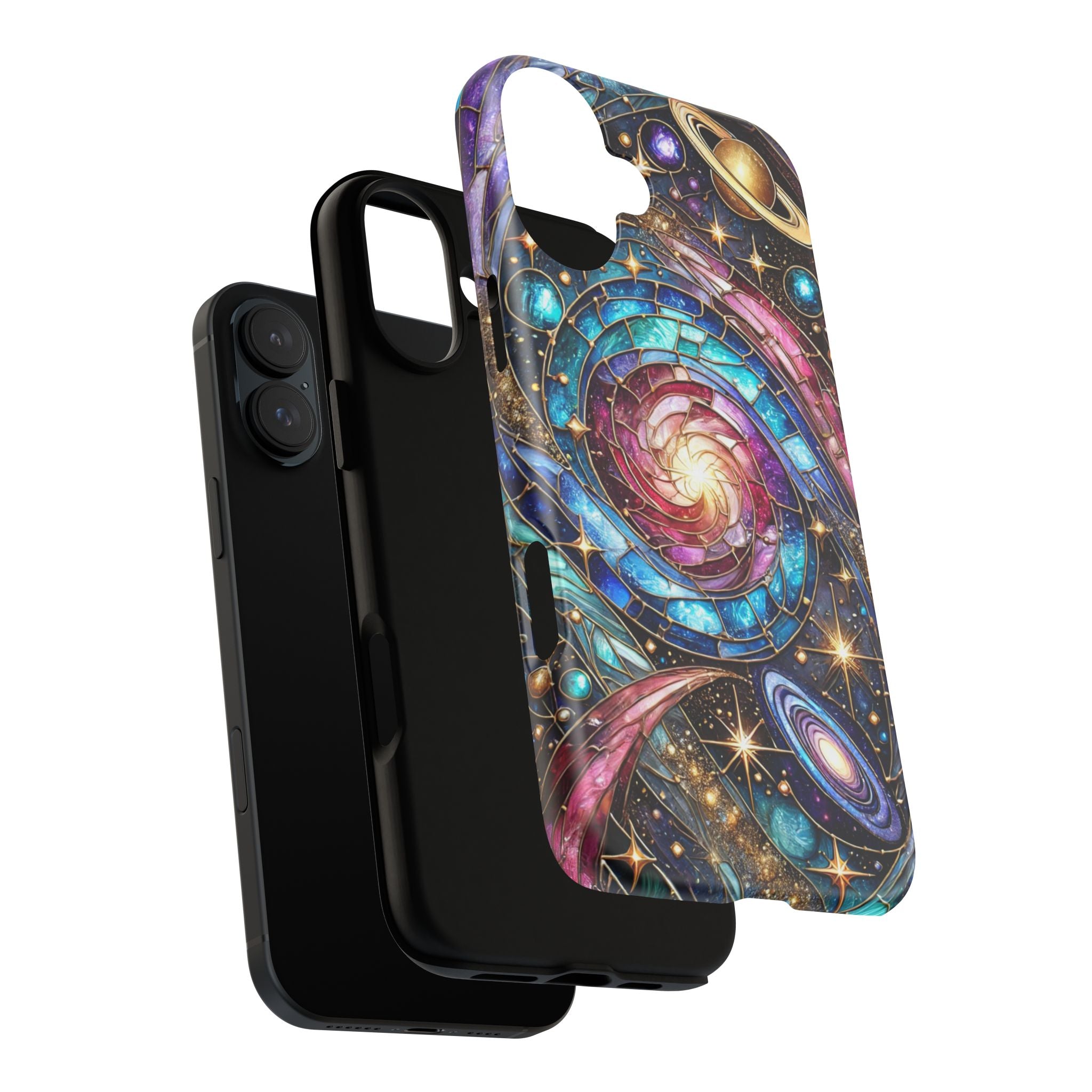 Galaxy Swirl Stained Glass Phone Case – Cosmic Celestial Cover