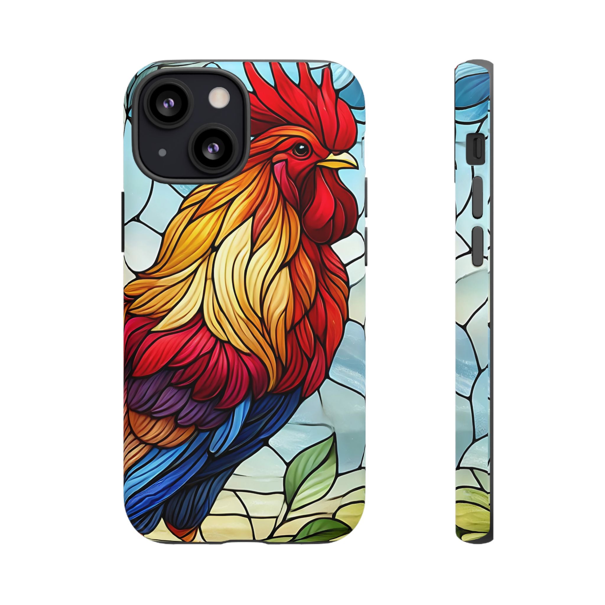Colorful Stained Glass Rooster Android Case, Tough Protective Phone Cover, Farmhouse Decor Protective Phone Case, Unique Chicken Design