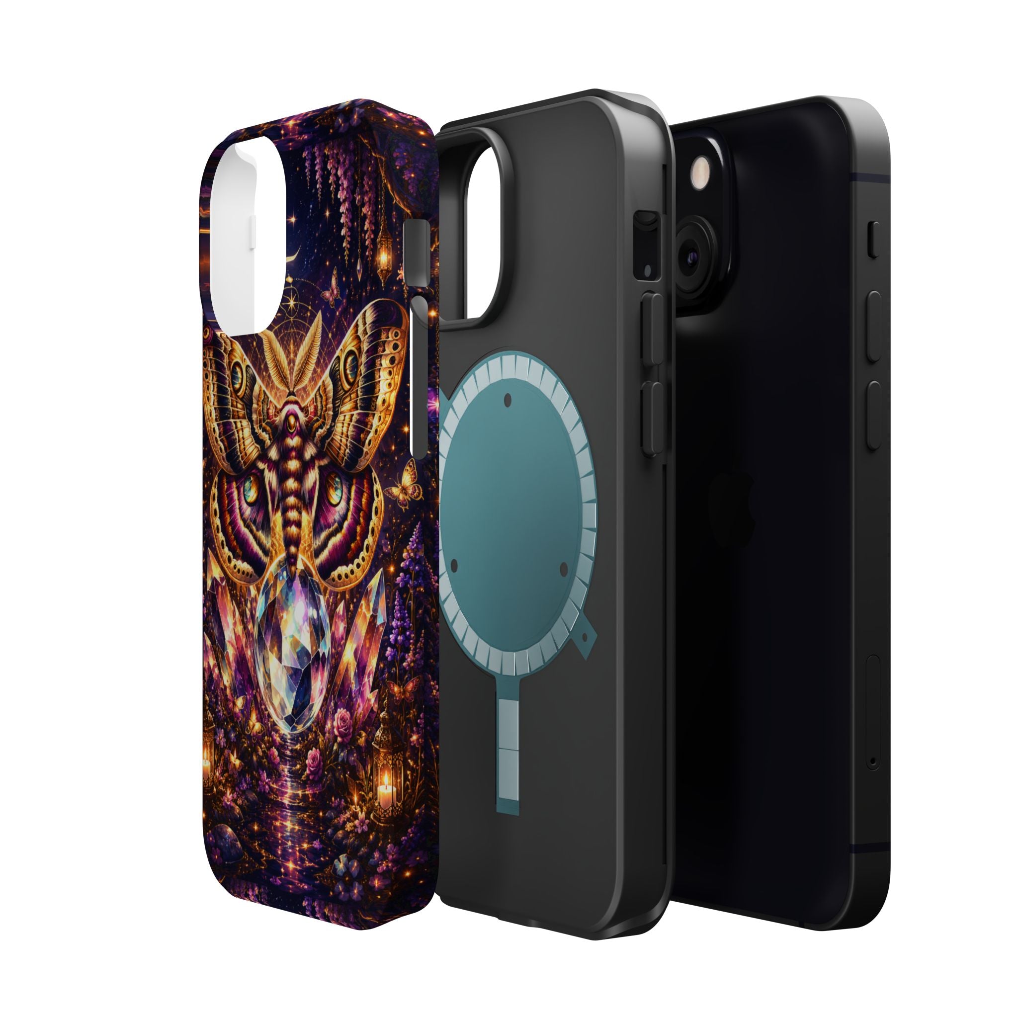 Mystic Moth Crystal Phone Case – Jewel-Toned MagSafe-Compatible Cover