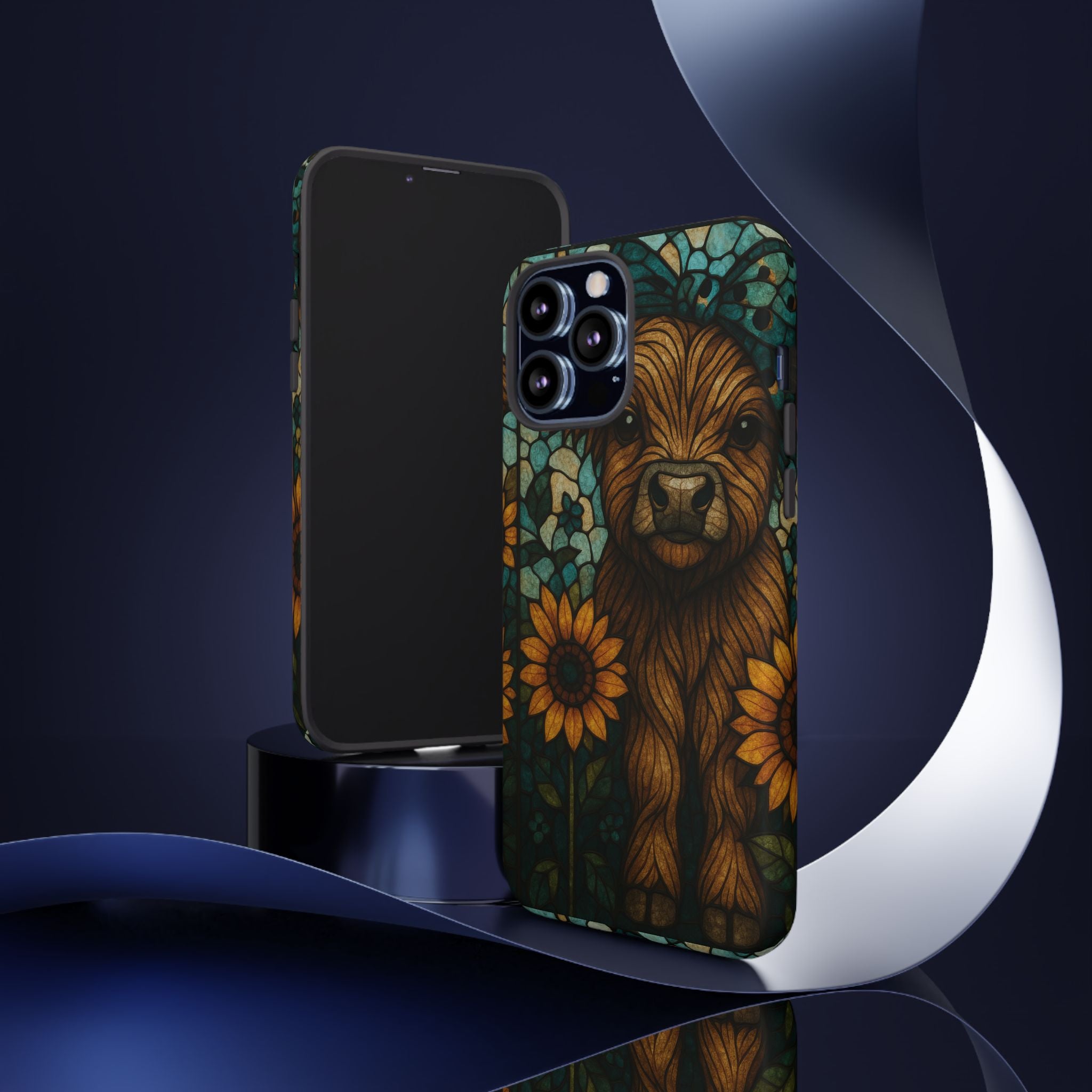 Stained Glass Baby Cow Phone Case – Sunflower Farmhouse Animal Design
