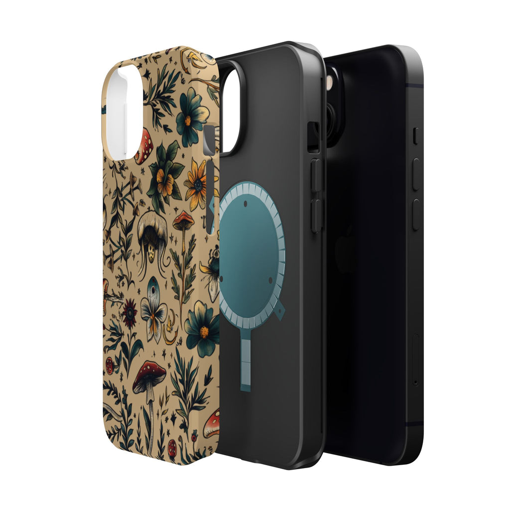 Vintage Botanical Mushroom Phone Case – MagSafe-Compatible Cover