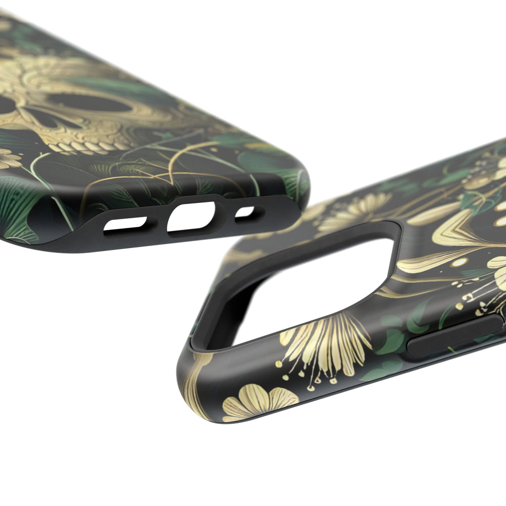 Floral Skull Phone Case – Botanical Gothic MagSafe-Compatible Cover
