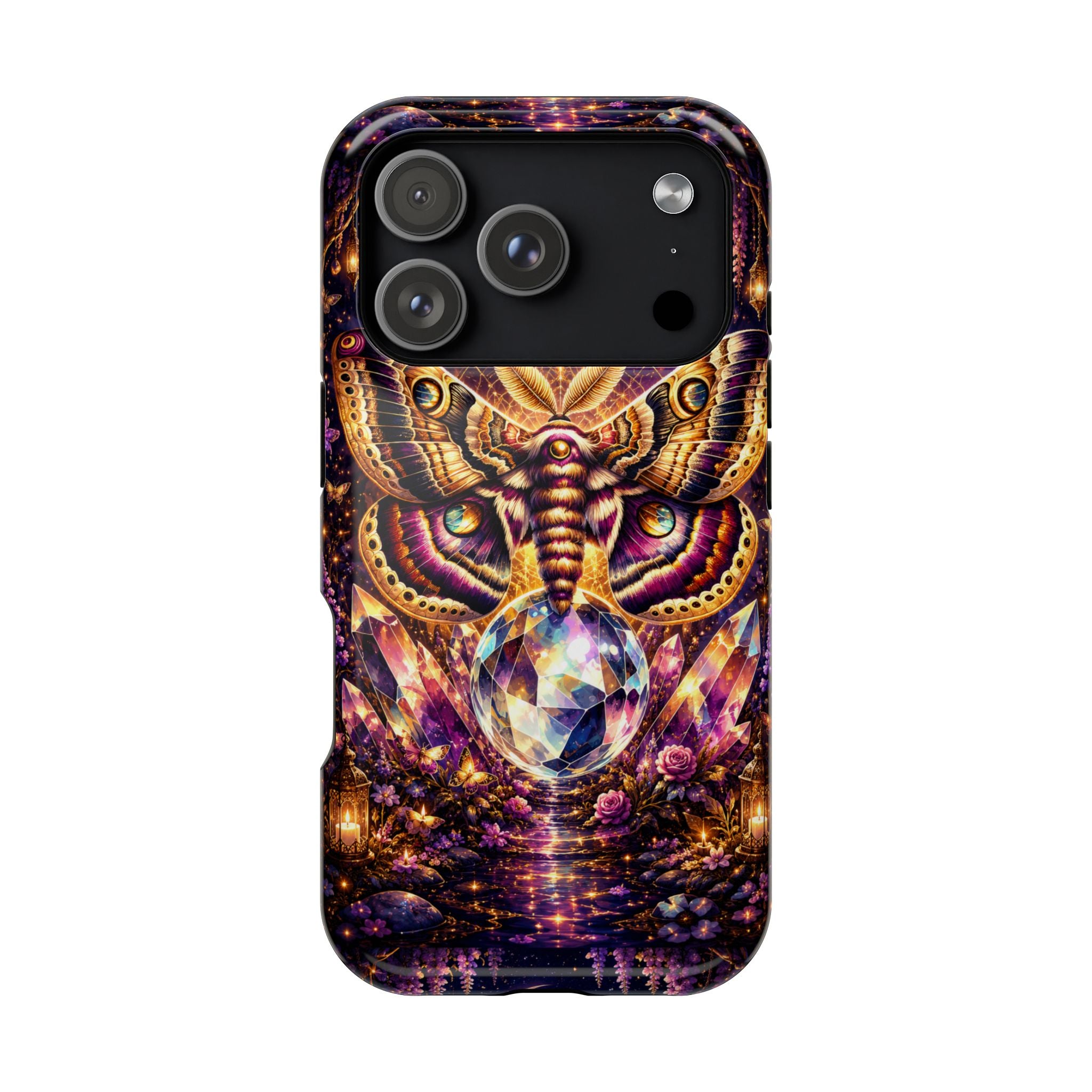 Mystic Moth Crystal Phone Case – Jewel-Toned MagSafe-Compatible Cover