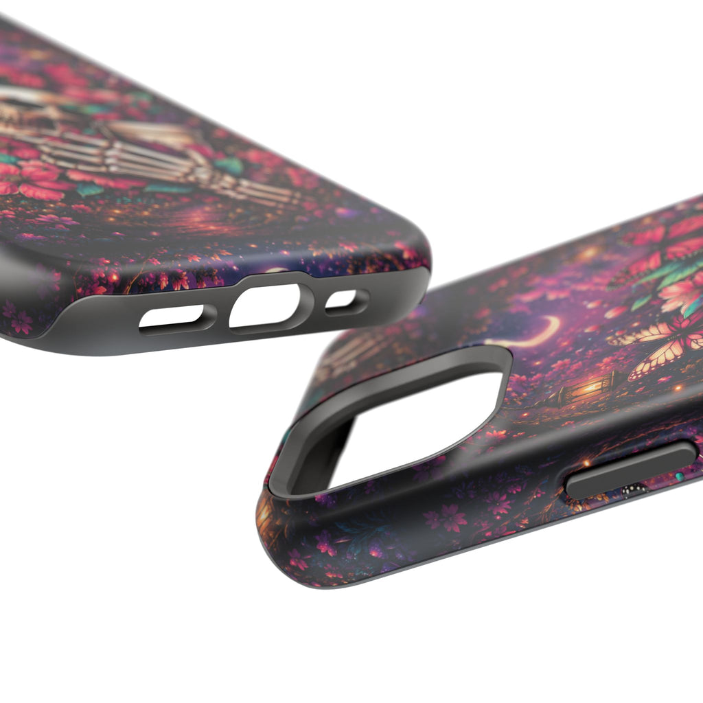 Skull & Butterflies Phone Case – Gothic Floral MagSafe-Compatible Case