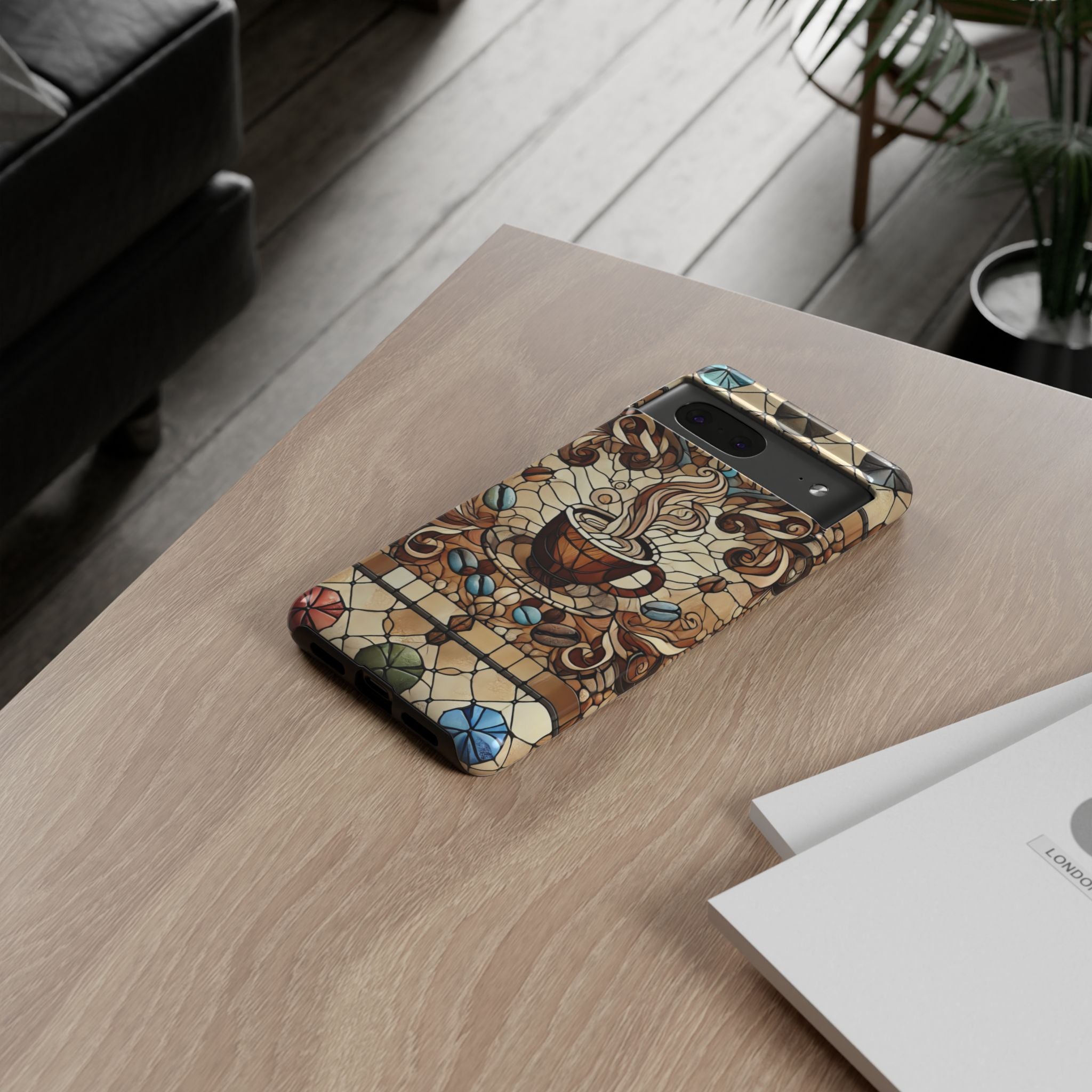 Stained Glass Coffee Android Phone Case – Shockproof TPU, 3D Wrap