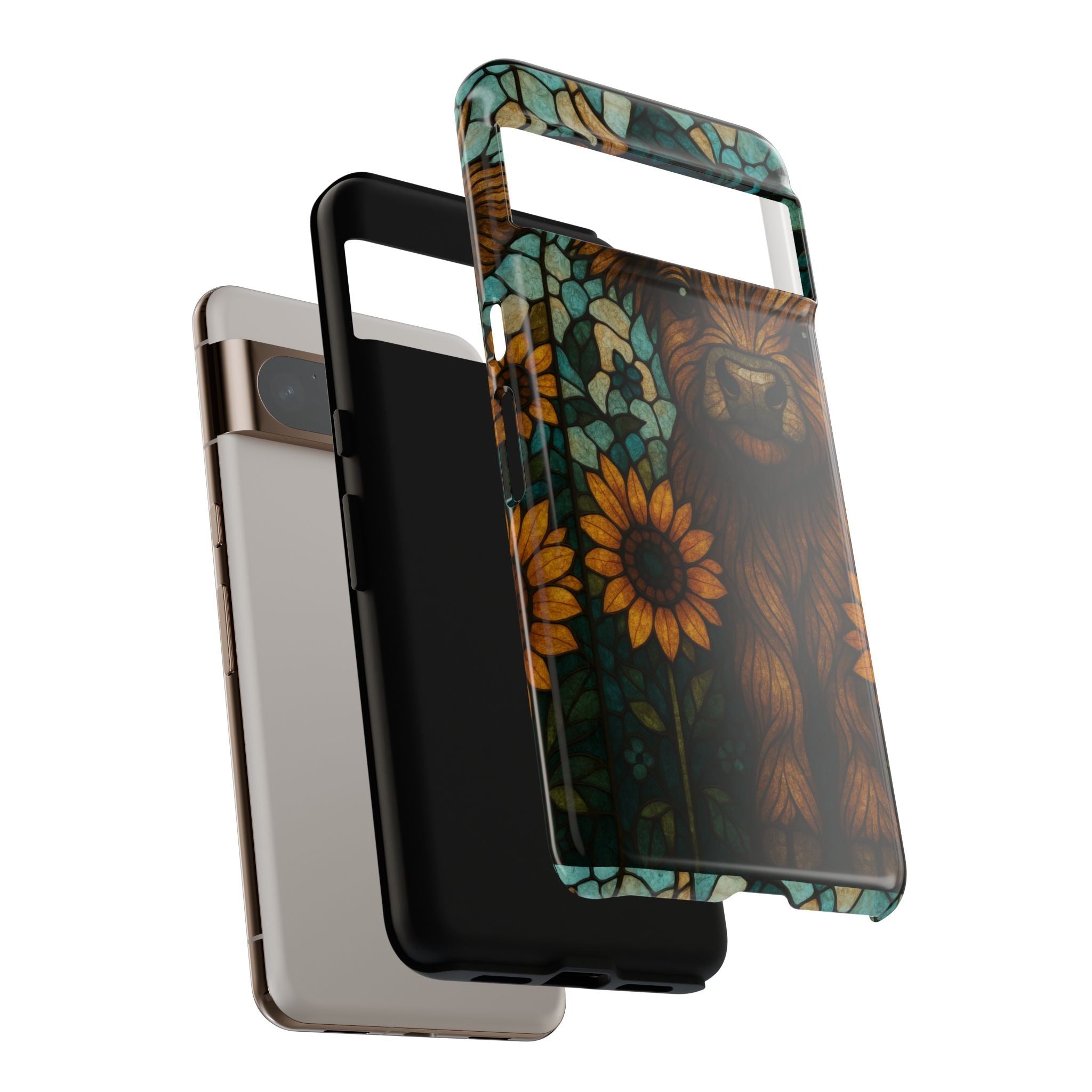 Stained Glass Baby Cow Phone Case – Sunflower Farmhouse Animal Design