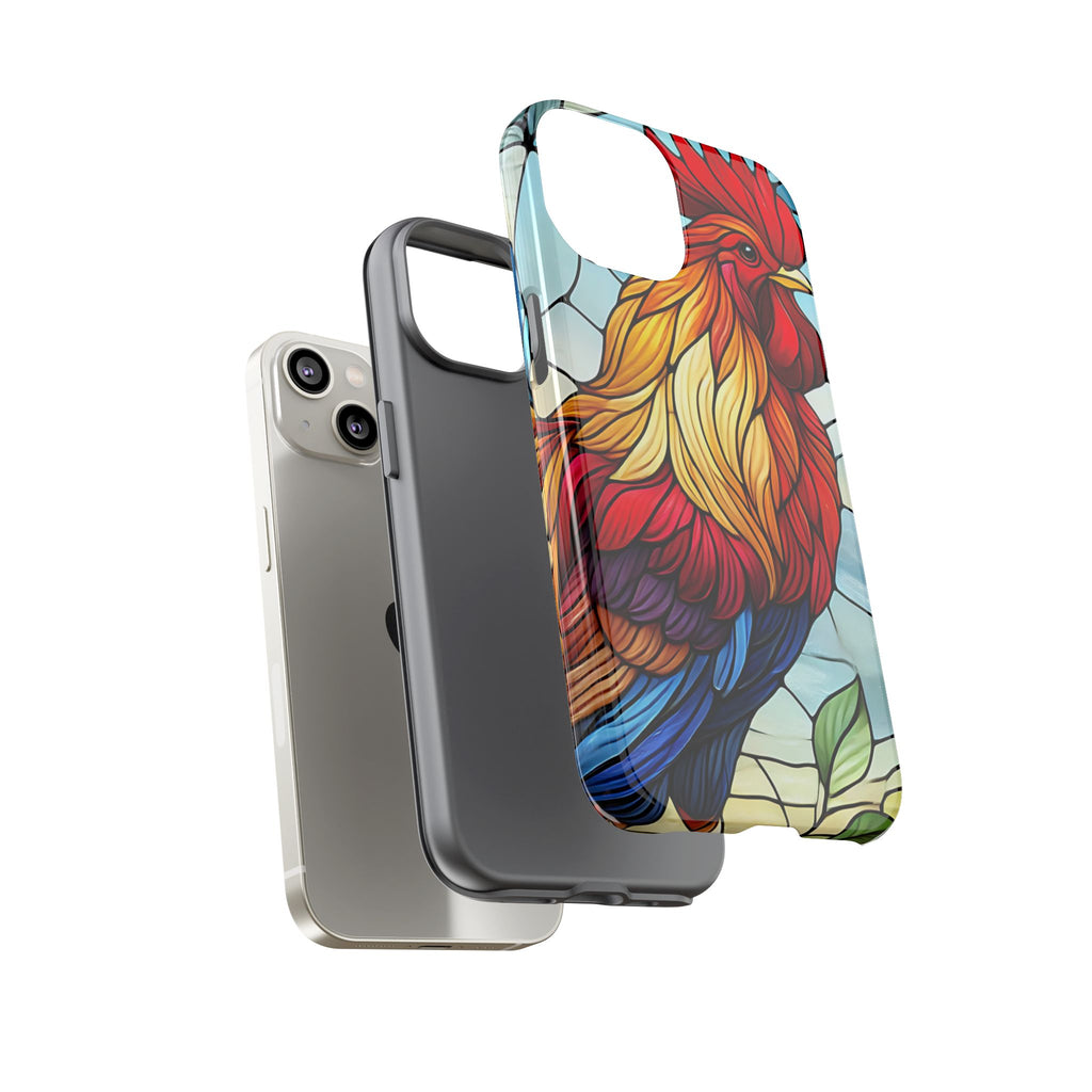 Colorful Stained Glass Rooster Android Case, Tough Protective Phone Cover, Farmhouse Decor Protective Phone Case, Unique Chicken Design