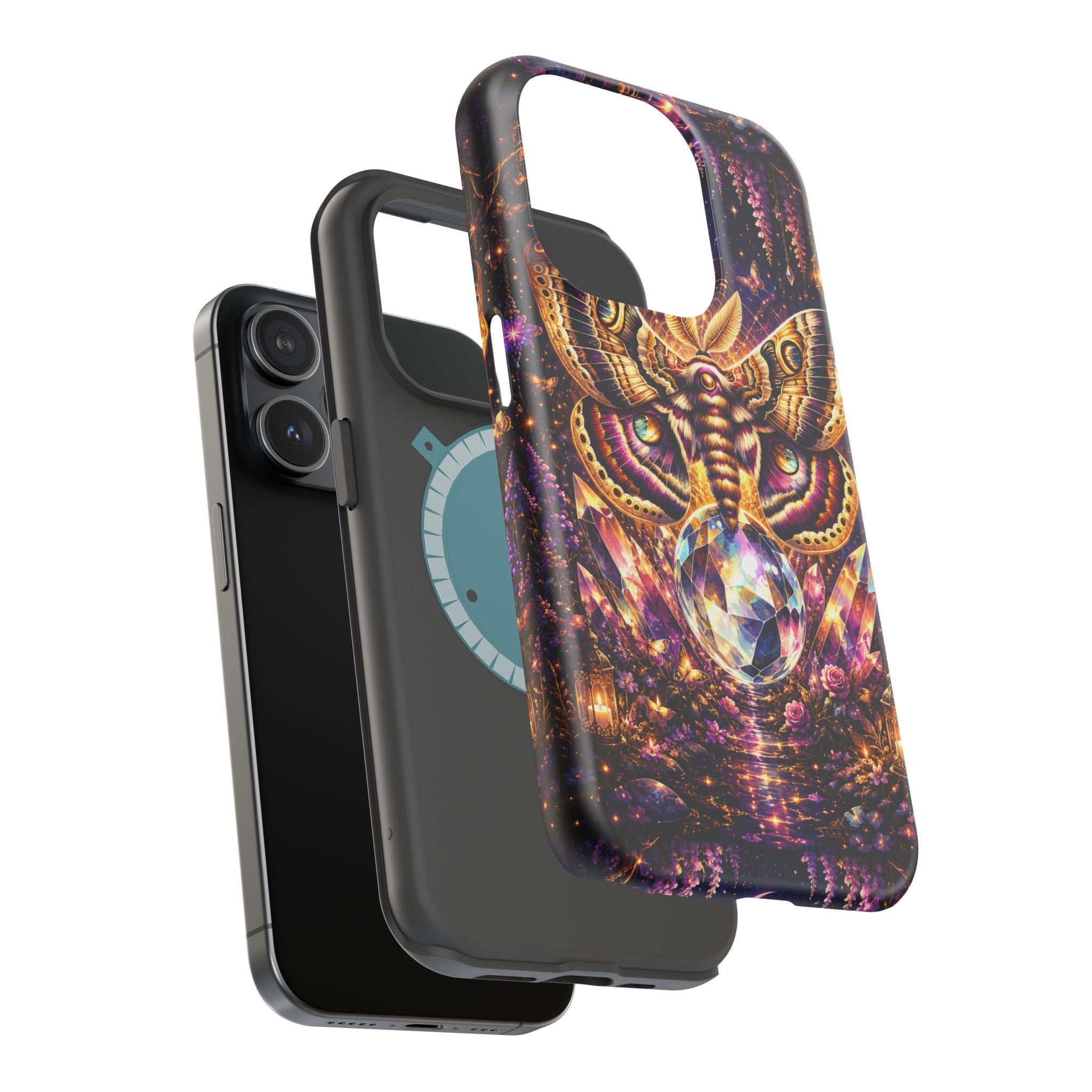 Mystic Moth Crystal Phone Case – Jewel-Toned MagSafe-Compatible Cover