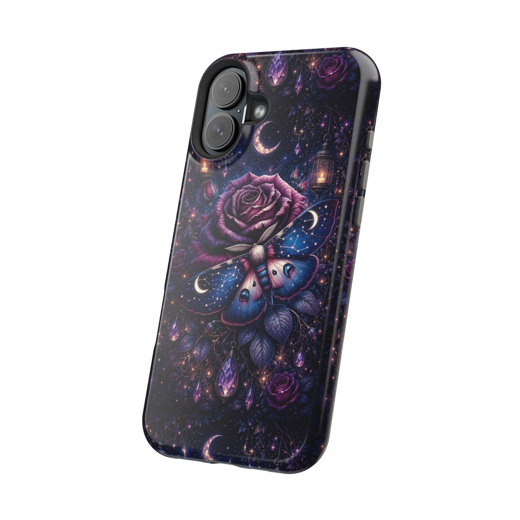Mystical Rose & Moth Phone Case – Floral MagSafe-Compatible Cover