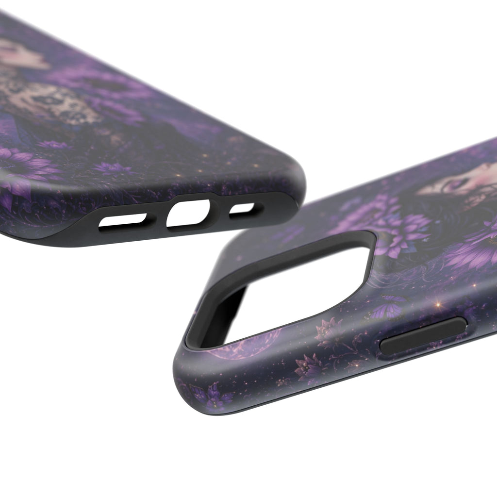 Gothic Floral Woman Phone Case – Dark Botanical MagSafe-Compatible Cover