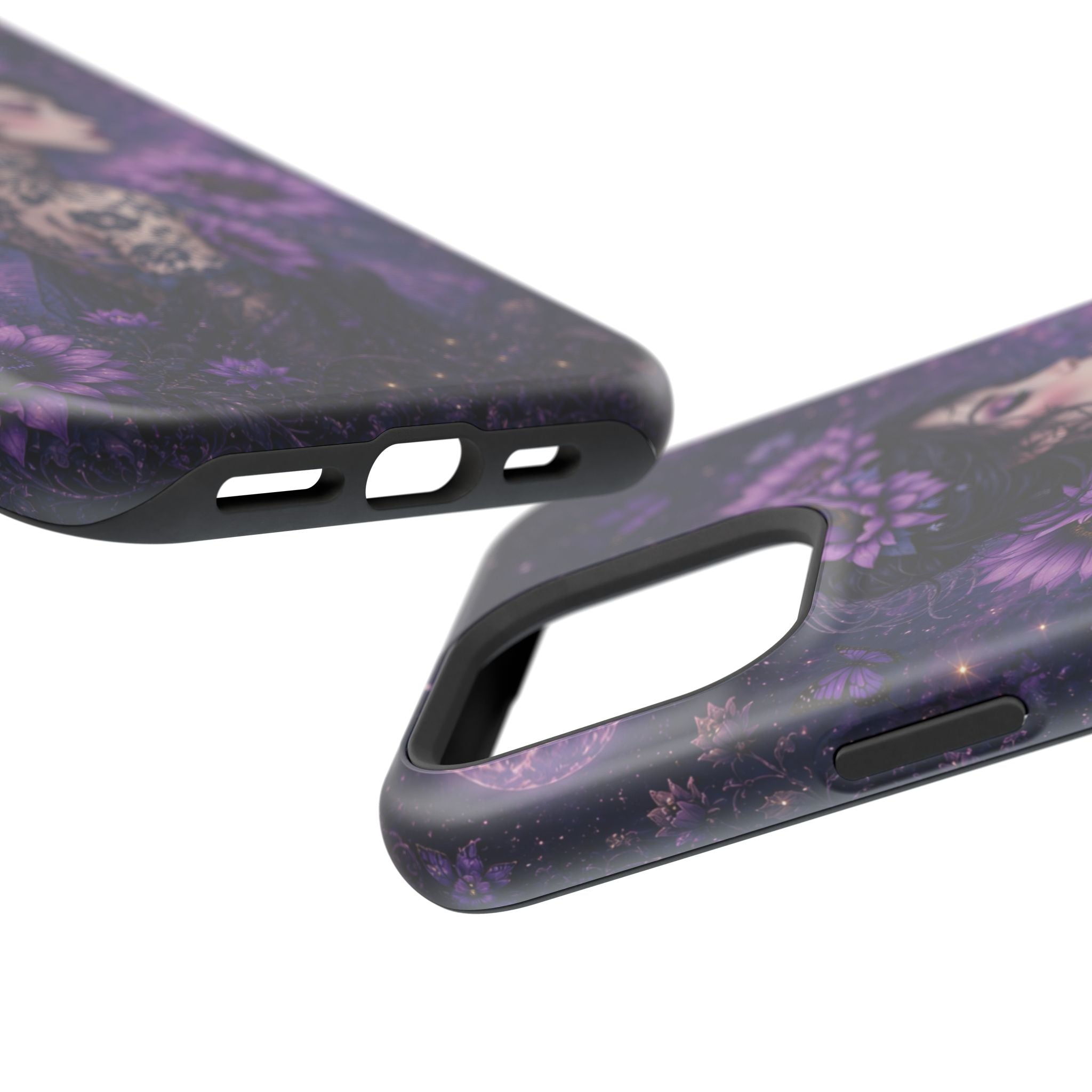 Gothic Floral Woman Phone Case – Dark Botanical MagSafe-Compatible Cover