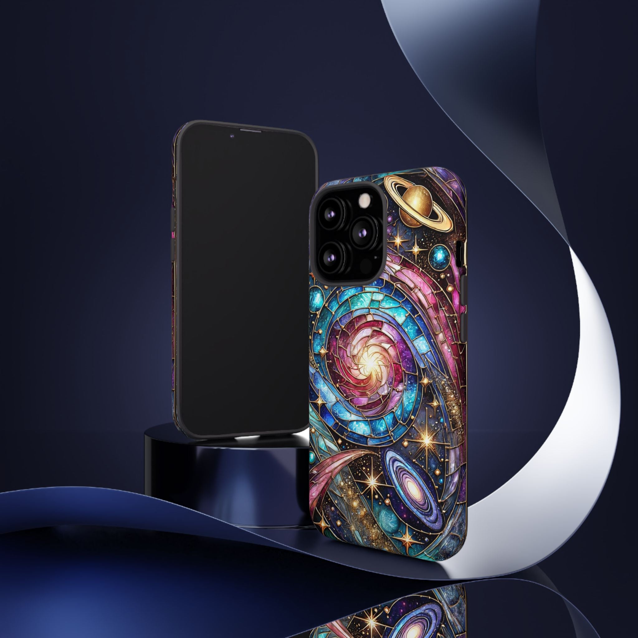Galaxy Swirl Stained Glass Phone Case – Cosmic Celestial Cover