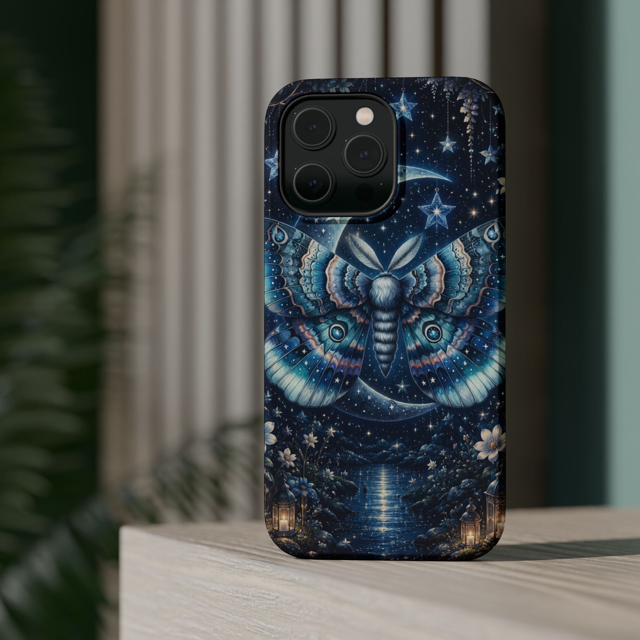 Mystic Moth Moon Phone Case – Night Sky MagSafe-Compatible Cover