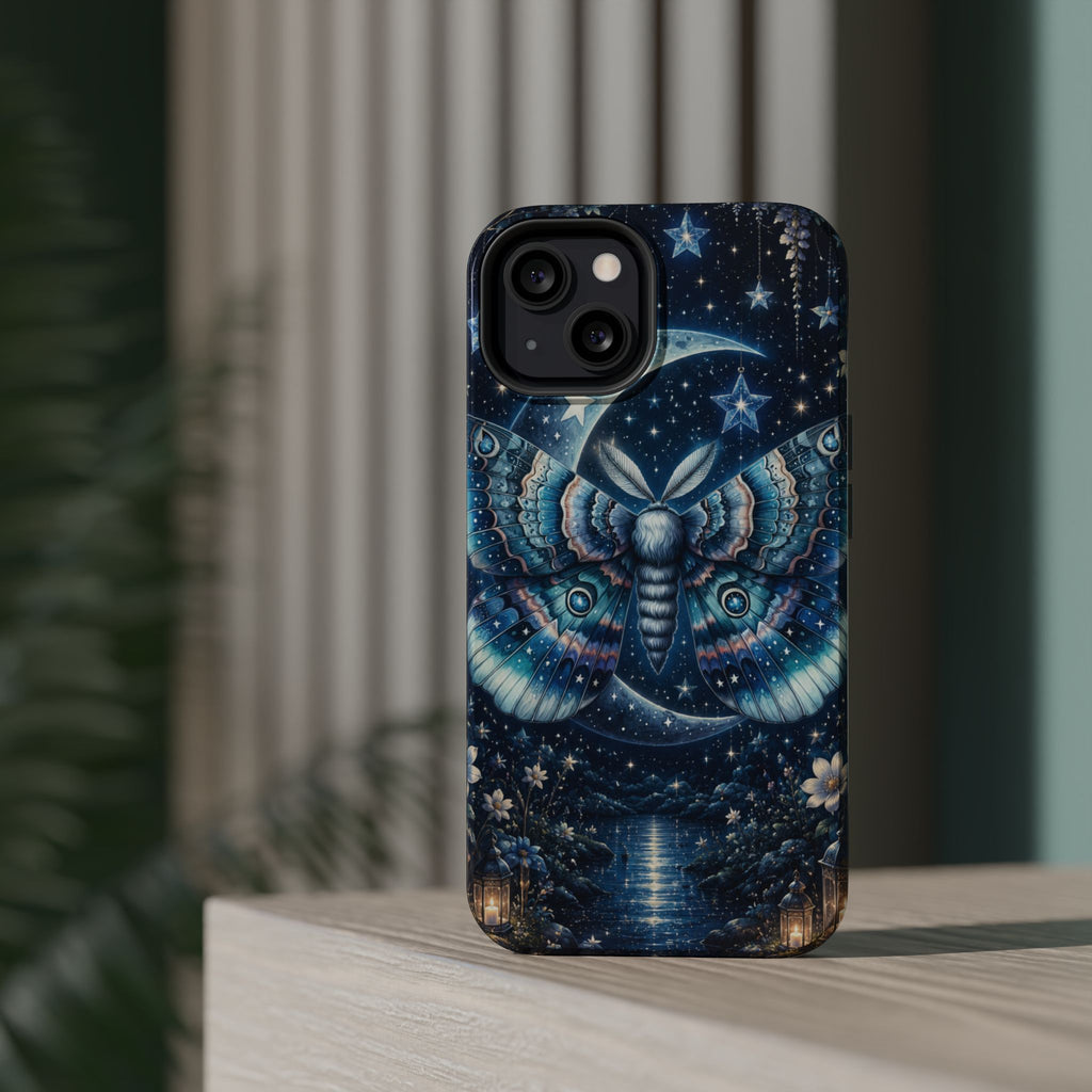 Mystic Moth Moon Phone Case – Night Sky MagSafe-Compatible Cover