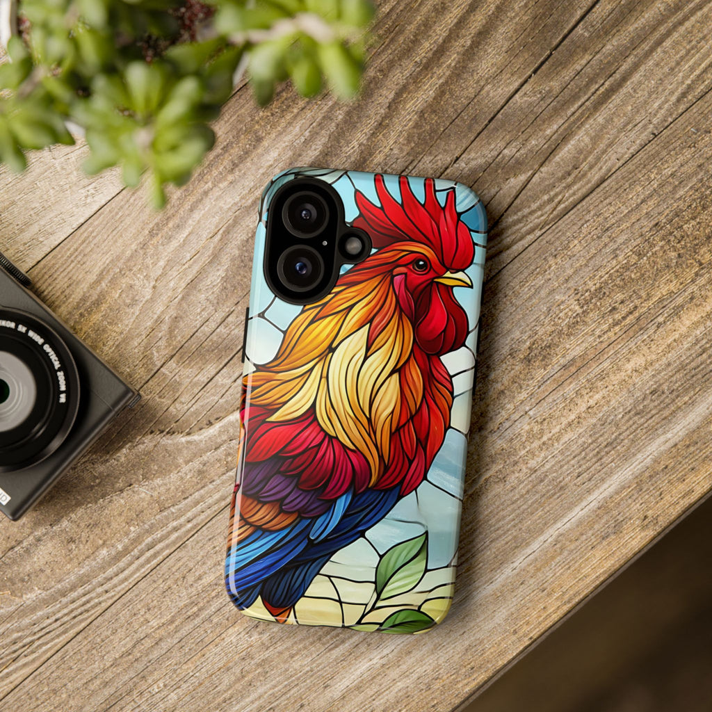 Colorful Stained Glass Rooster Android Case, Tough Protective Phone Cover, Farmhouse Decor Protective Phone Case, Unique Chicken Design