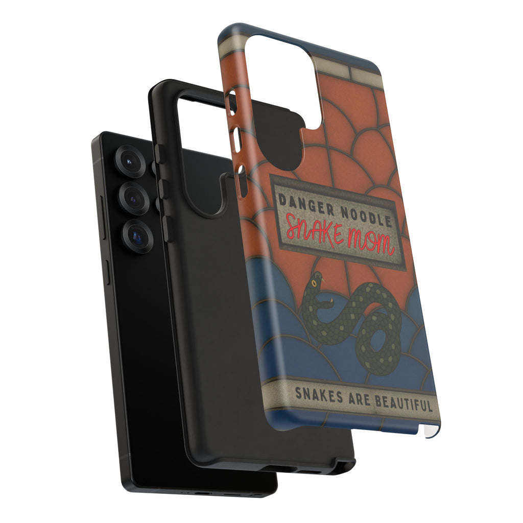 Danger Noodle Snake Mom Phone Case | Snakes Are Beautiful |Stained Glass Snake Art | Funny Snake Lover Gift |  Reptile Mom Phone Cover