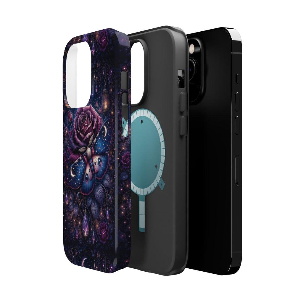 Mystical Rose & Moth Phone Case – Floral MagSafe-Compatible Cover